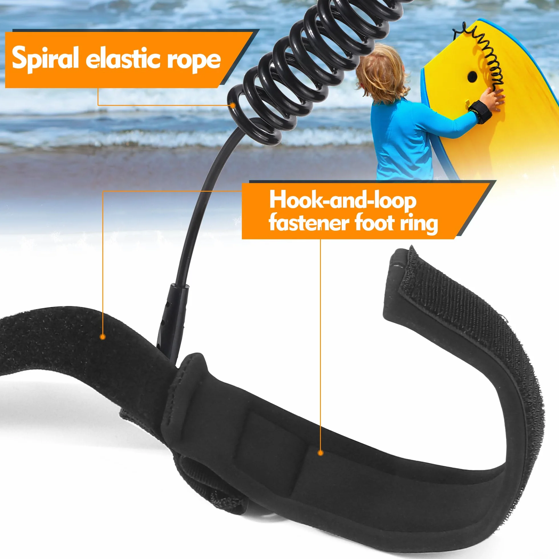 JSMTKJ Correa de Surf Durable TPU 10ft * 5mm Negro para Kayak Longboard Bodyboard Paddleboard