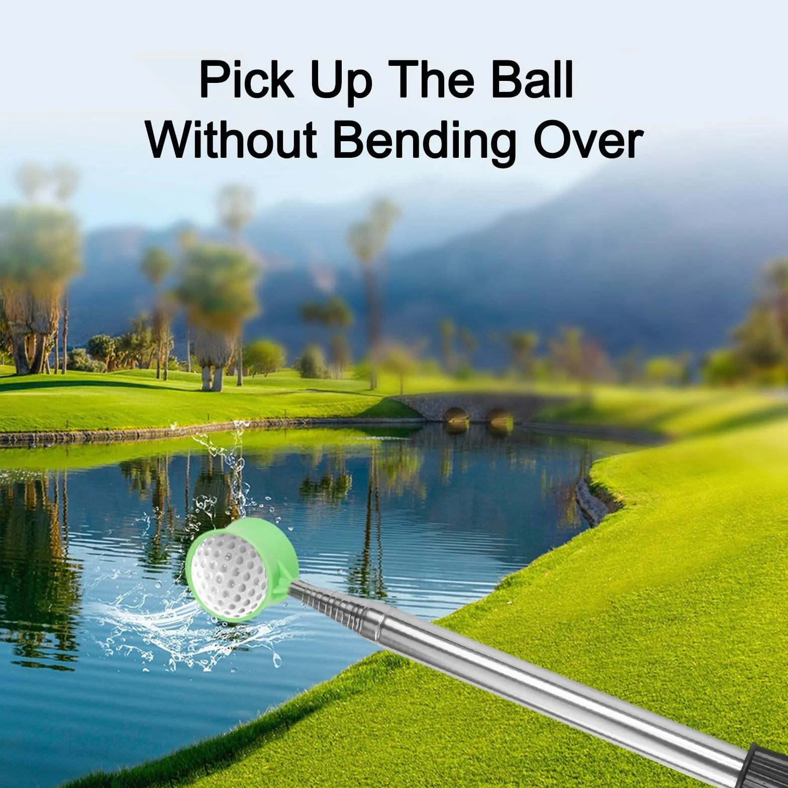 Recuperador de pelotas de golf telescópico de acero inoxidable 9 pies 12 pies herramienta extensible antideslizante