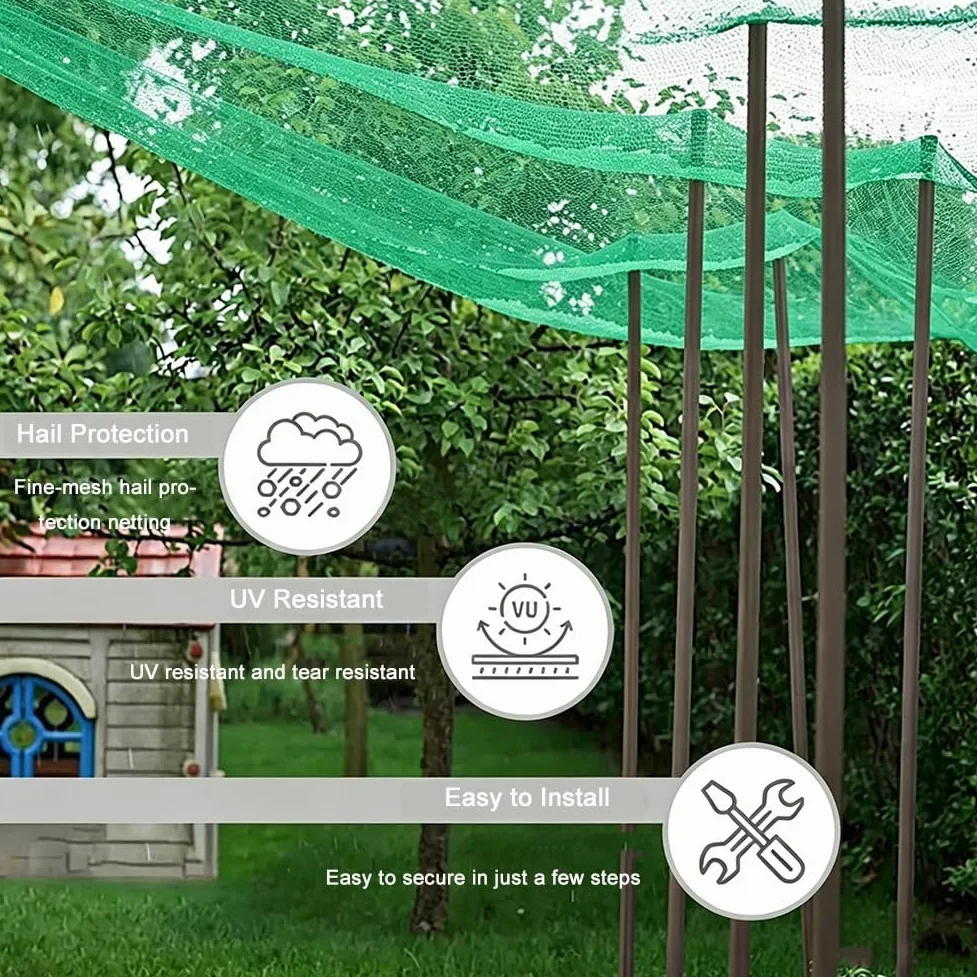 Malla Antigranizo para Huerto, Red de Protección contra Granizo con Malla Fina de 0,5 cm para Protección de Frutas y Verduras, Red Antigranizo para Plantas(6 x 10 m/19.7 x 32.8 ft)