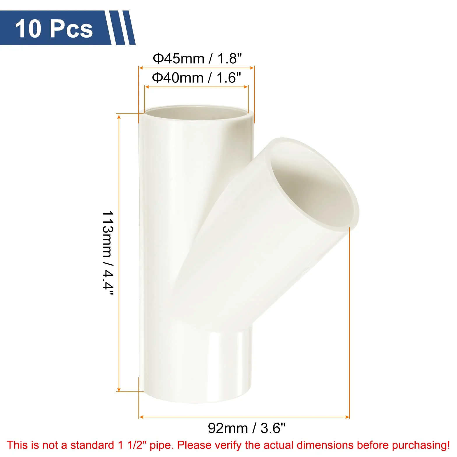 MECCANIXITY 10 conectores de PVC de 3 vías, 45 grados, 1.5 pulgadas, 1.6 pulgadas, conectores de PVC, codo de PVC, accesorios de tubería de PVC, acoplamiento de PVC, conector de esquina de muebles de