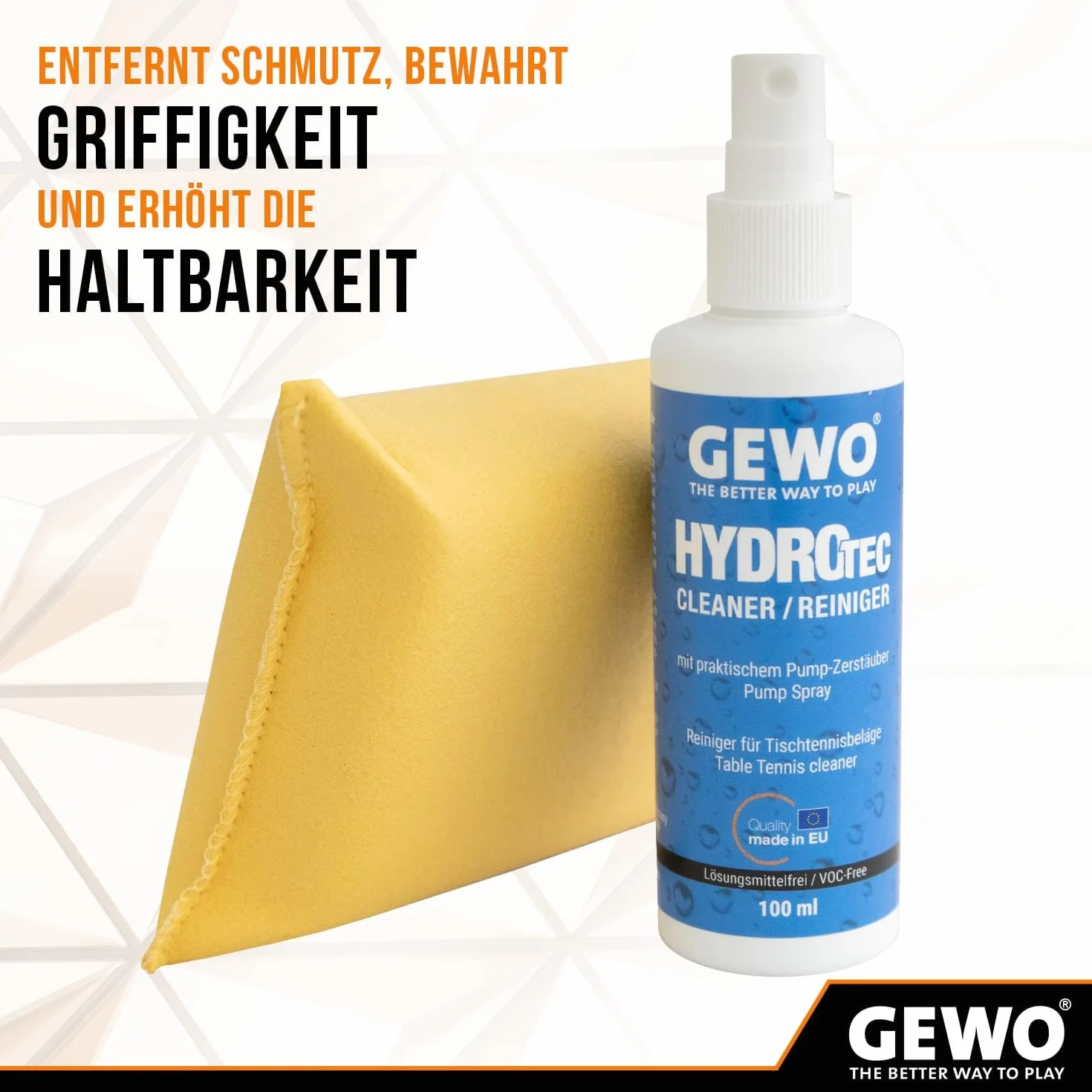Gewo HydroTec Juego de Limpieza Ping-Pong Mesa 100 ml Spray Agarre Esponja Absorbente Limpiador sin Disolventes