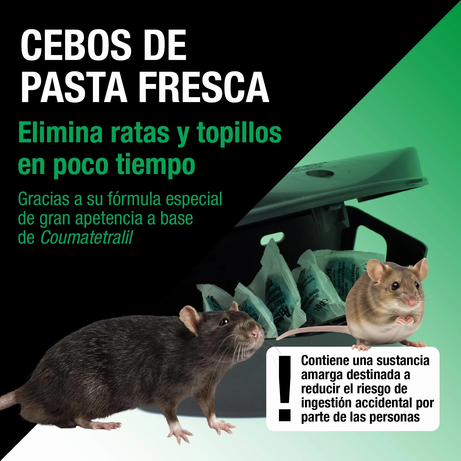 Protect Home, Atrayente de ratas y topillos en formato pasta. Indicado para interiores y exteriores. Único registrado en España para el control de topillos.