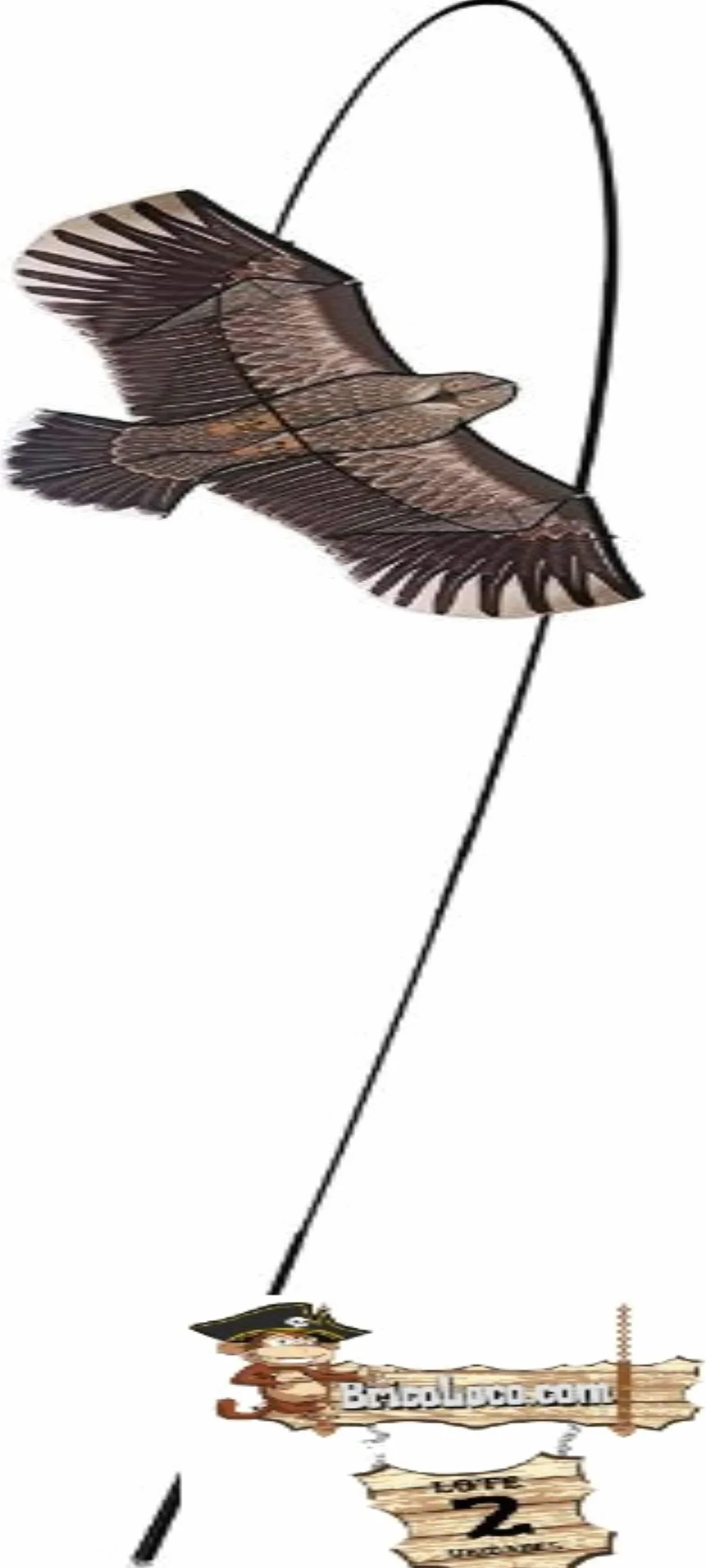 BricoLoco Lote 2 uds. Cometa halcón de Vela espantapájaros para huerto y jardín. Espantapájaros eólico. Ahuyentador, Anti Palomas y Aves. Ideal Parcelas 500 Metros o Mayores.