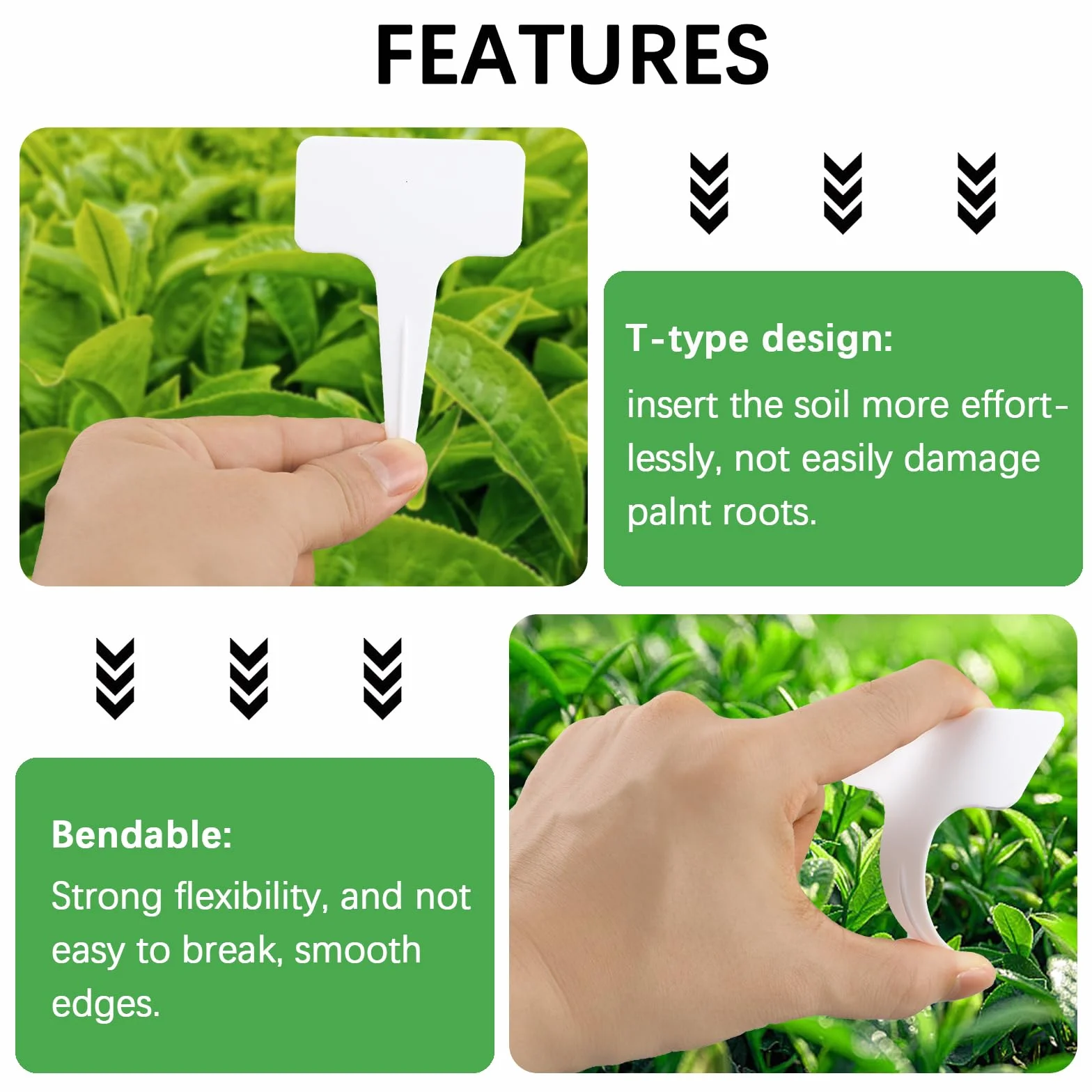 Juego de 100 etiquetas para plantas, etiquetas plantas, plastico para huerto con marcador blanco incluido. Adecuado para jardines, huertos o granjas.
