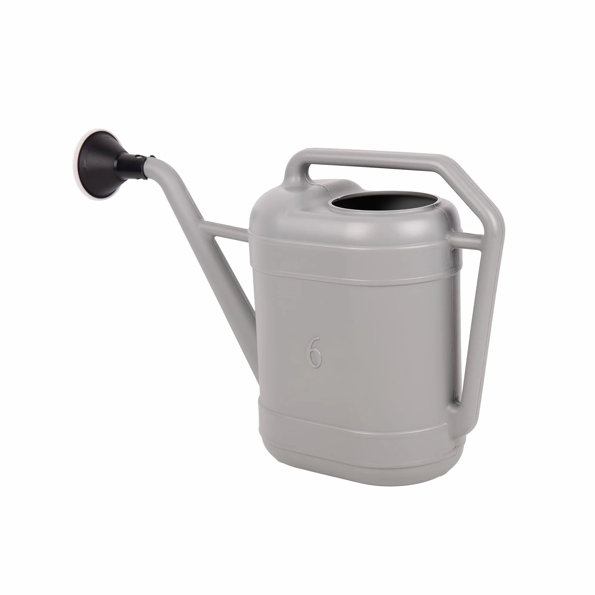 Cofan Regadera Gris de 6 litros con Cabezal Desmontable, HDPE Resistente, Asa de Transporte, Regadera para Interior y Exterior