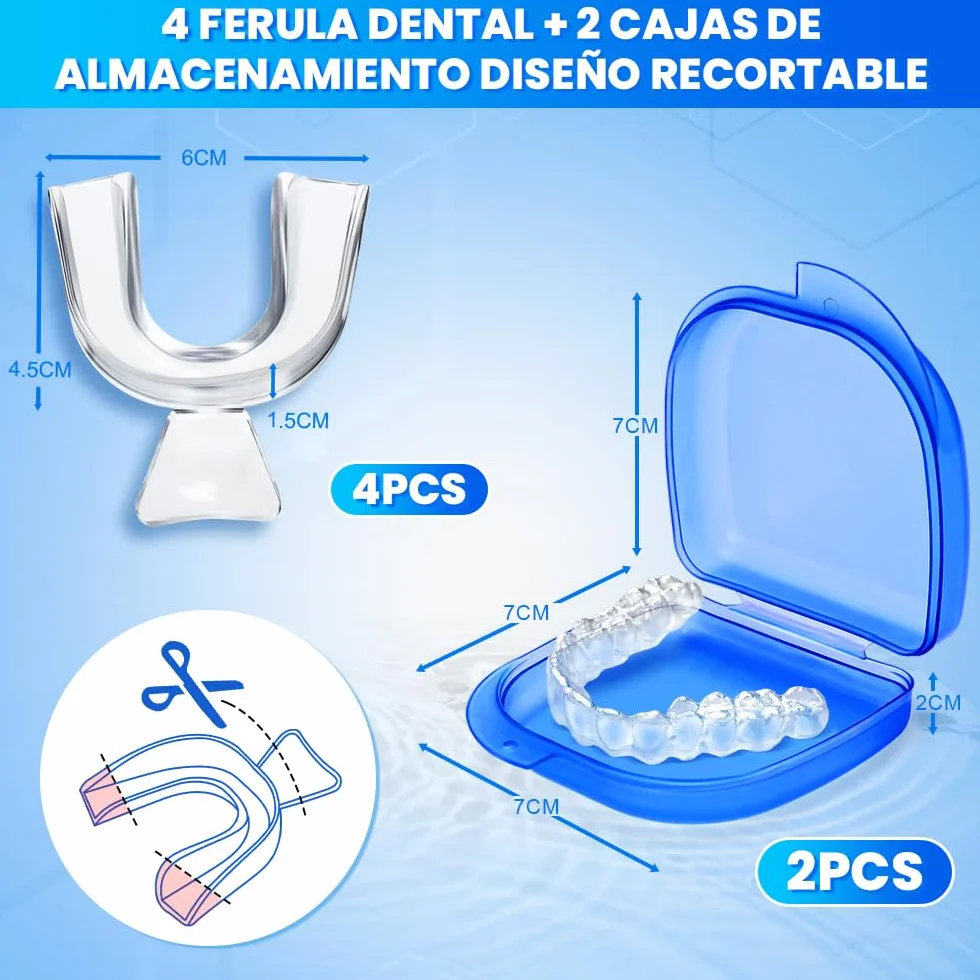 Kit de Protección Dental 4Pcs, Férula Descarga Bruxismo, Protector Bucal Para Dormir, Material Termoplástico