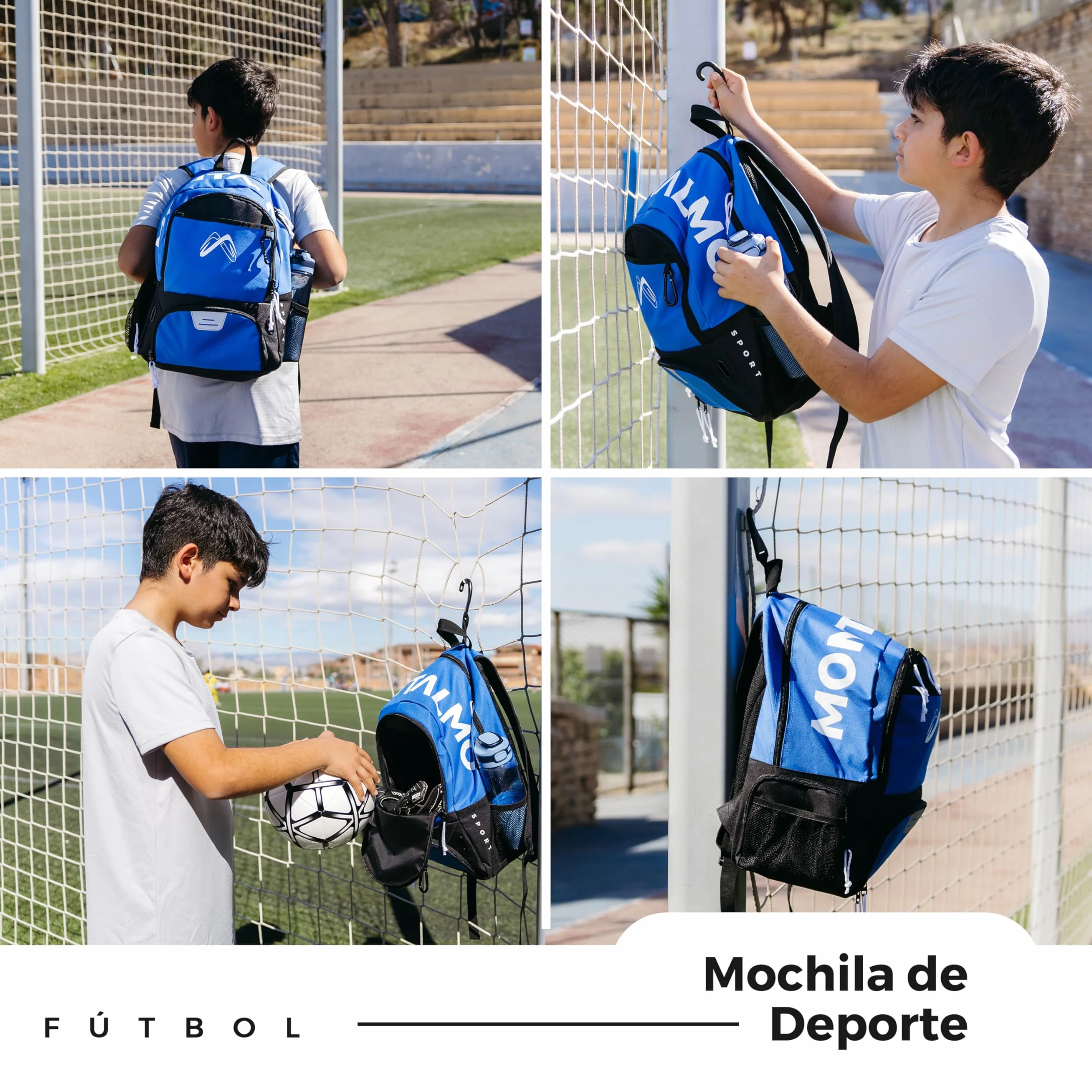 Mochila Fútbol Impermeable con Zapatillero y Compartimento Balón, Niños y Adultos