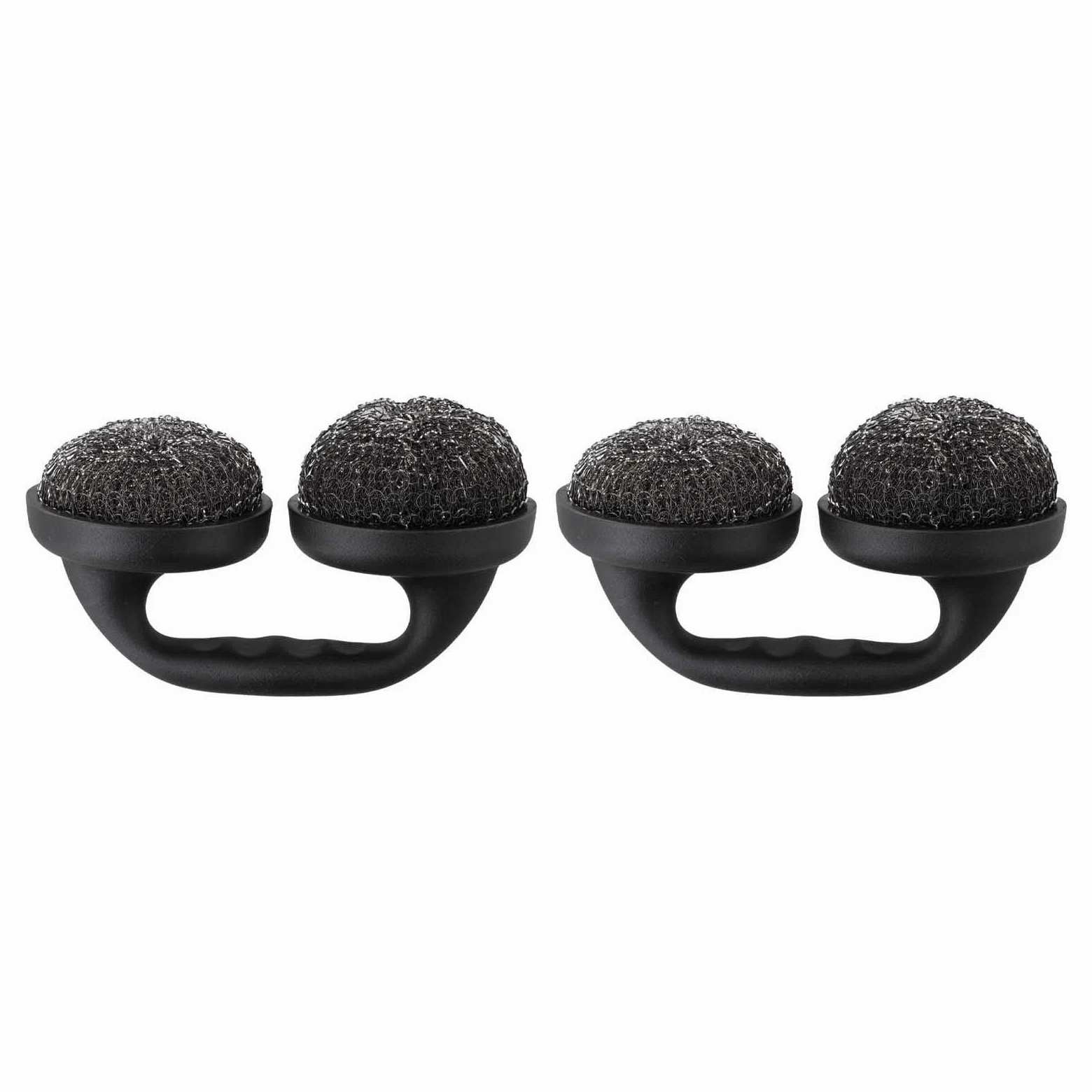 Paquete de 2 cepillos de limpieza para parrilla de barbacoa, estropajo de alambre de acero resistente para cocinar al aire libre, mango antideslizante para rejillas de hierro fundido y acero