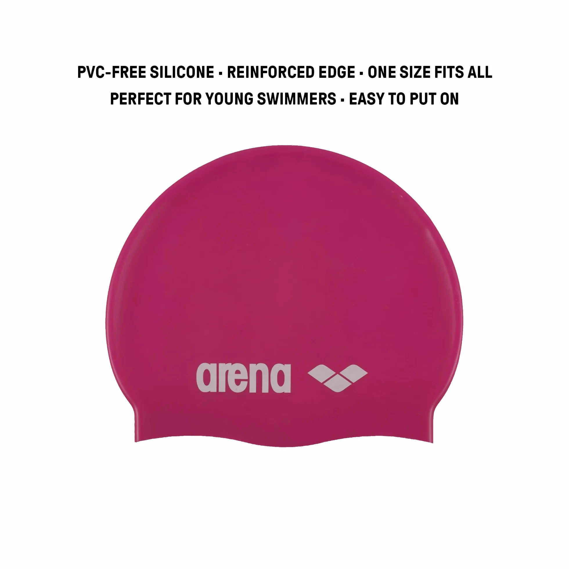 Arena Classic Silicone Junior Gorro de Natación Unisex para Niños y Niñas, Borde Reforzado