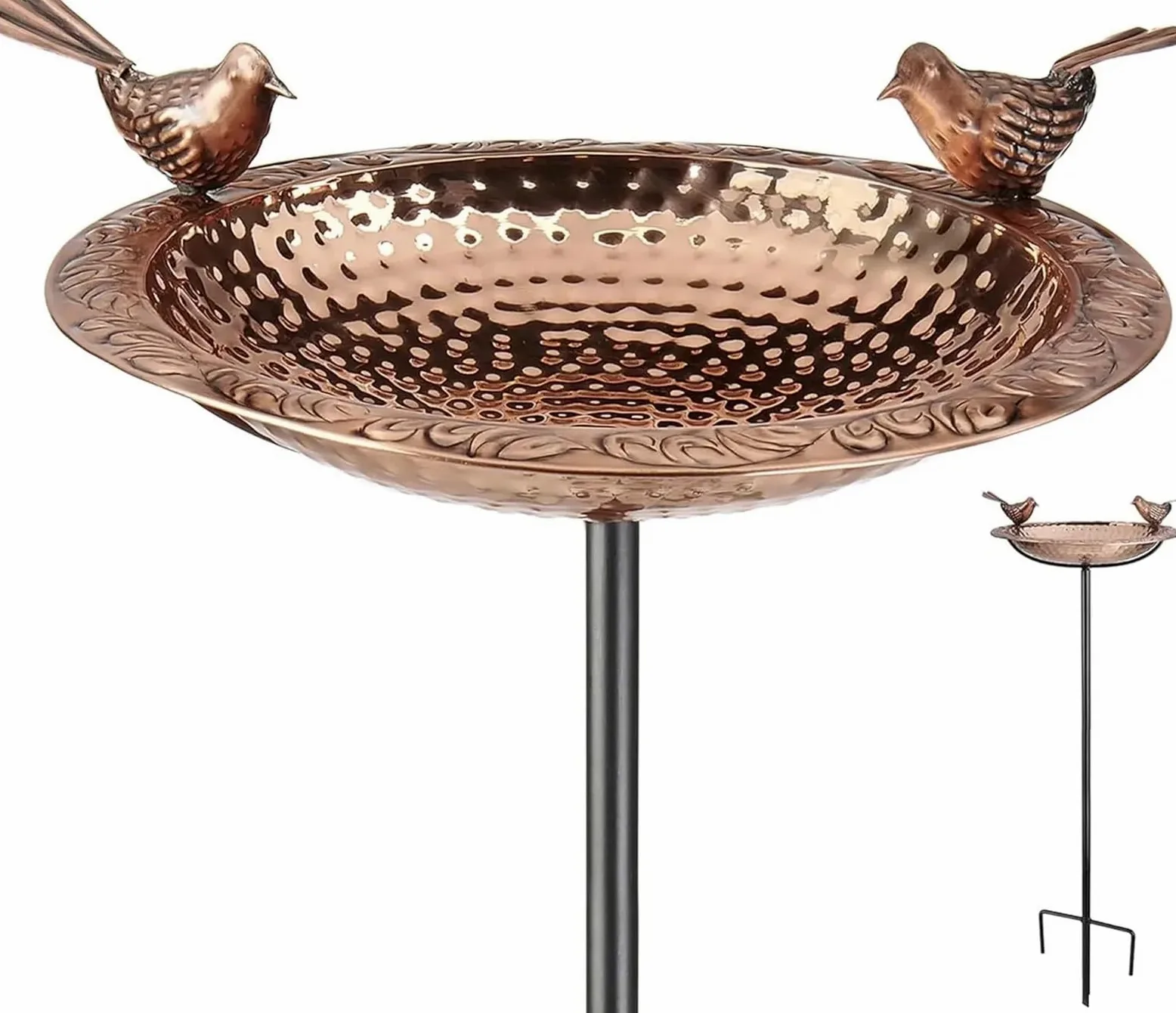 Metal Bebedero pajaros con Pie Baño for pájaros, pequeño, cobre puro(Birds)