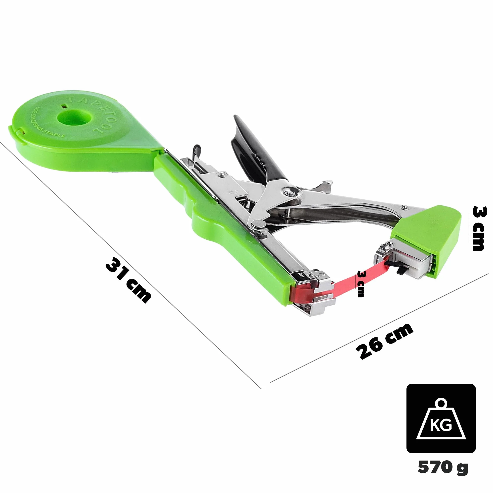 KADAX Juego de Pinzas de unión para Plantas, Incl. 20 Rollos de Cinta de unión y Grapas, Ideal para Atar rápidamente Tomates, pepinos y Plantas trepadoras (Verde)
