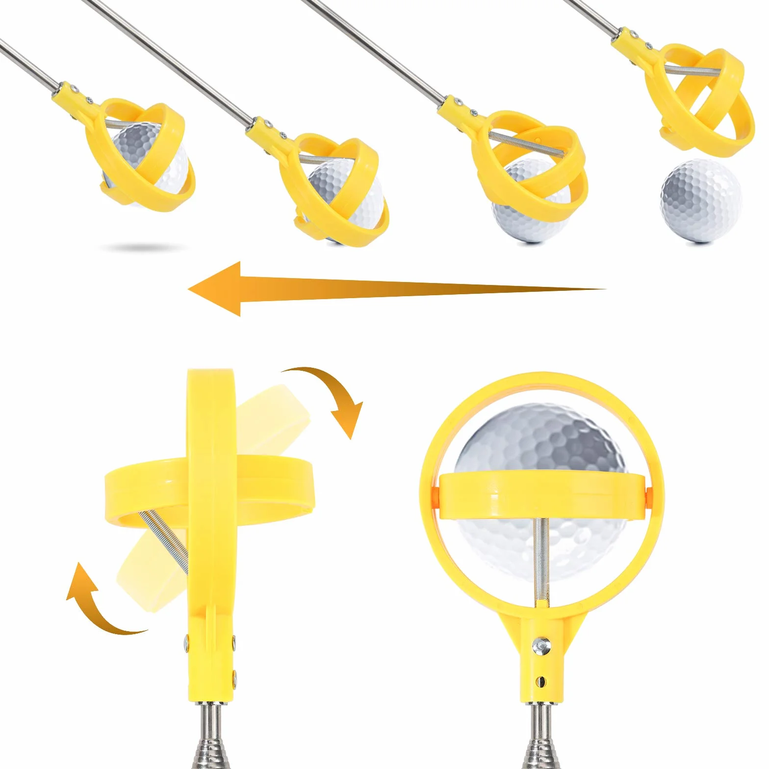 Tunejoy Telescópico Pelota de Golf Automático Herramienta Golf Ball Retriever Acero Inoxidable Accesorios para Golfista