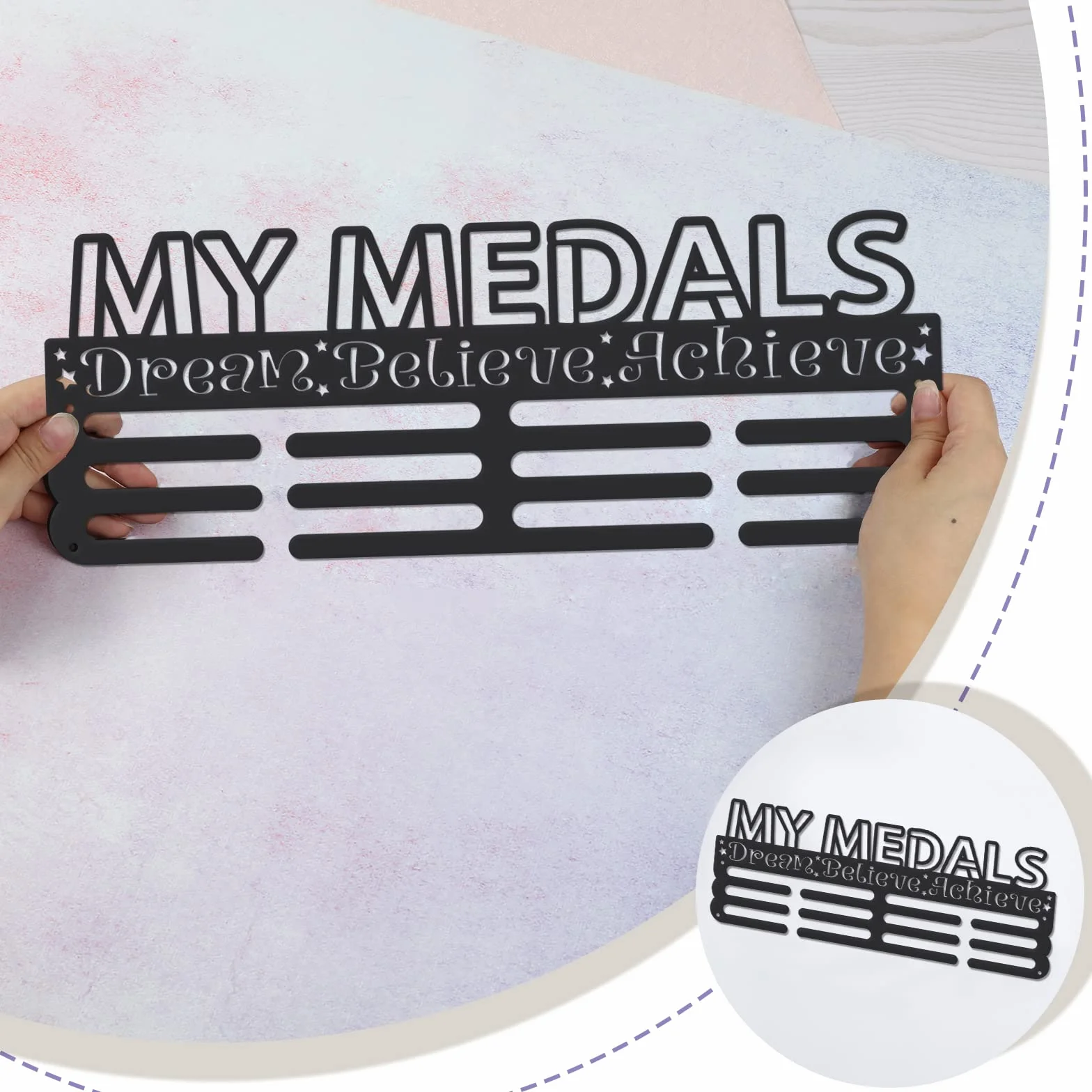 SUPERDANT Medallero Colgador de Medallas Personalizado Marco para Medallas Deportivas Percha y Cinta Display Regalo Deportista