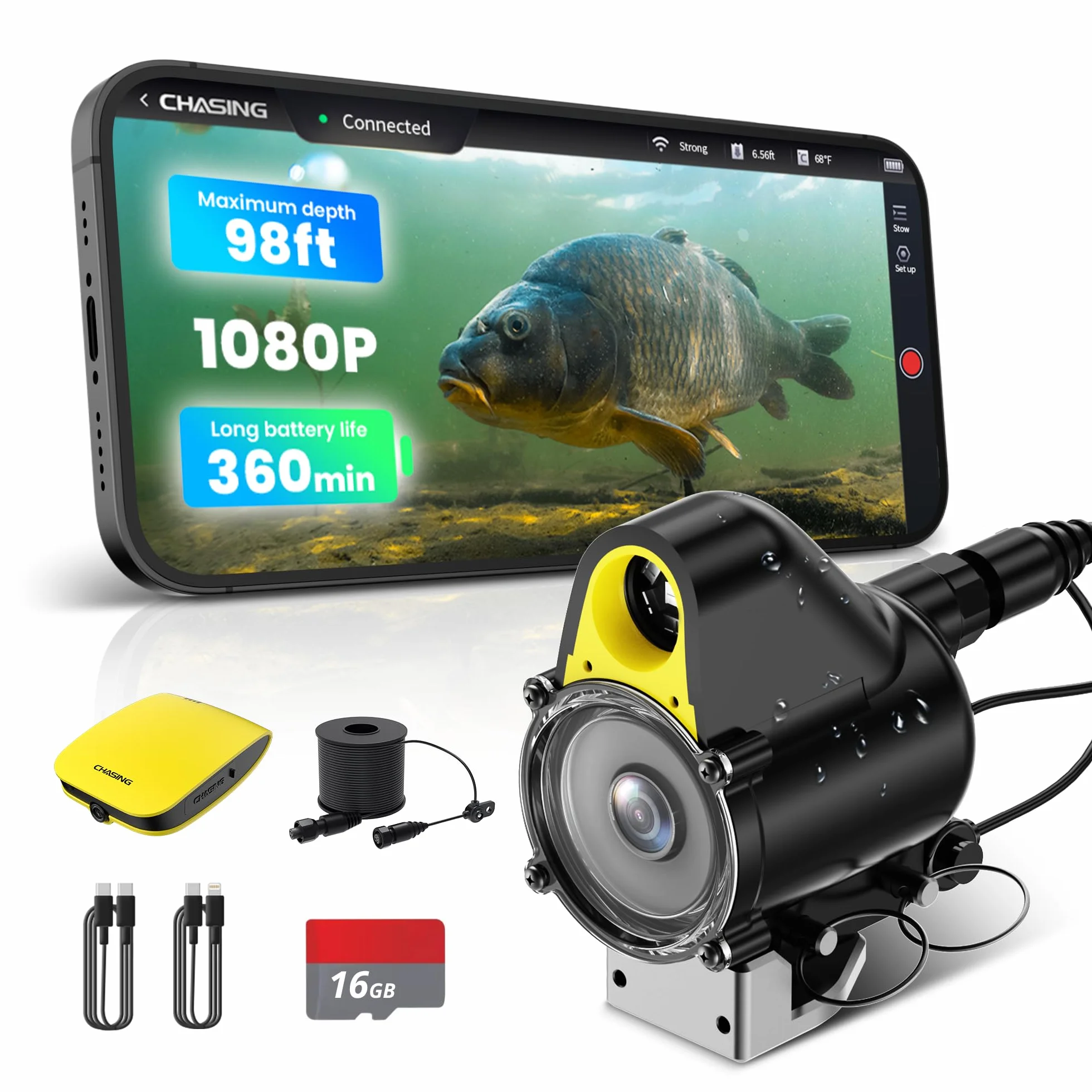 Chasing Canfish CF1 Kit de cámara de pesca subacuática 1080P Full HD portátil control remoto por aplicación