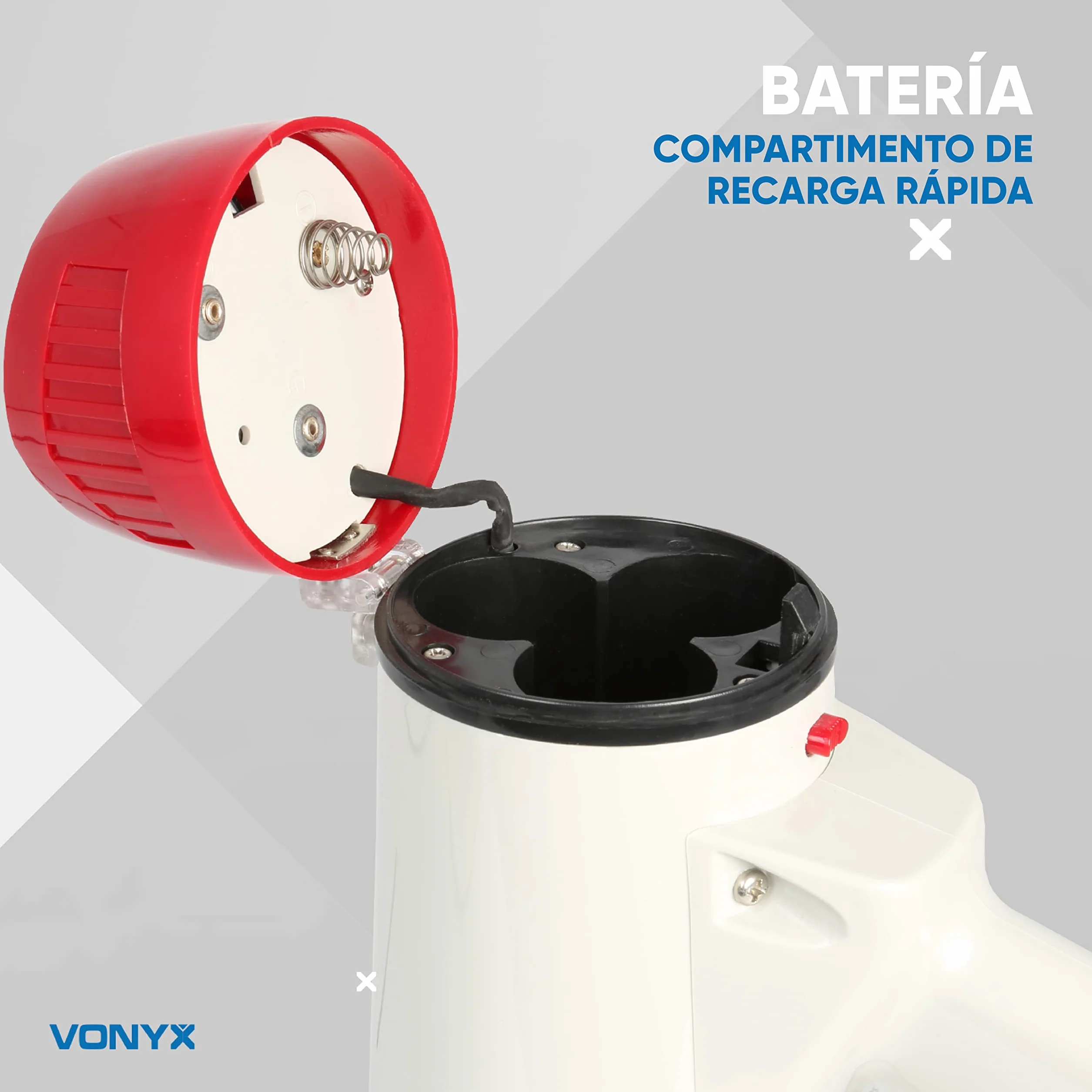 Vonyx MEG040 Megáfono Portátil 40W, Alcance 1 km, Micrófono, Grabación y Sirena
