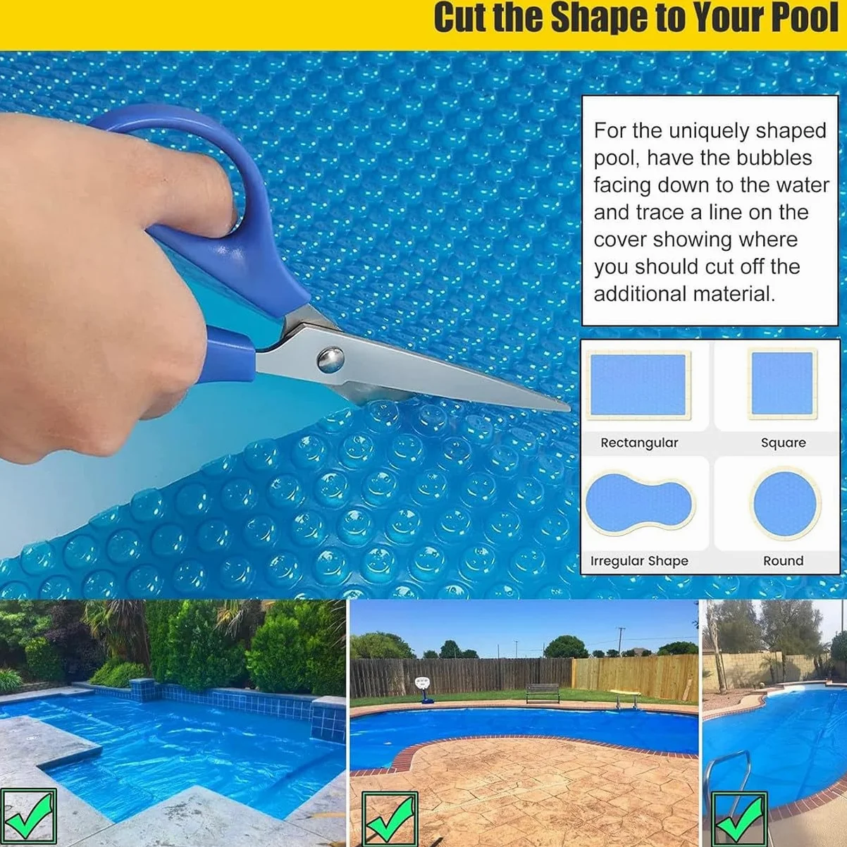 Cubierta De Piscina Con Aislamiento Solar, Cubierta De Piscina Rectangular De Lona Solar En Jardín Y Exteriores, Manta Flotante Para Jacuzzi, Cubierta De Spa Flotante De Corte Libre,2x2m/6x6ft