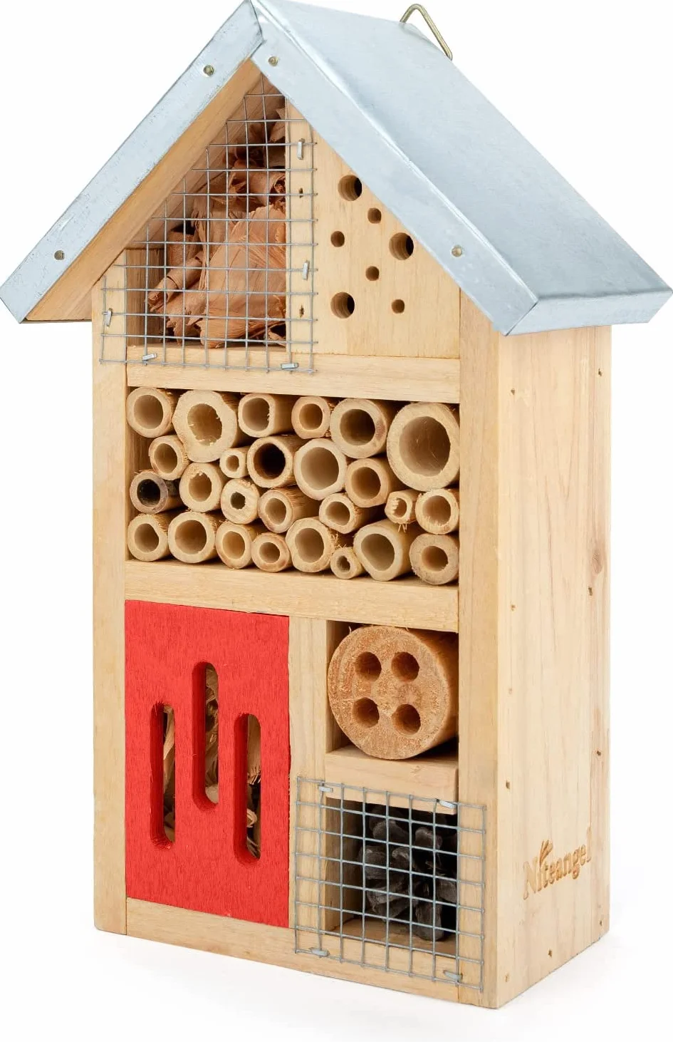 Niteangel® - Caseta de madera para insectos, el hogar perfecto para mariquitas y crisopas, así como abejas, tamaño 25,4 x 15,24 x 8,63 cm