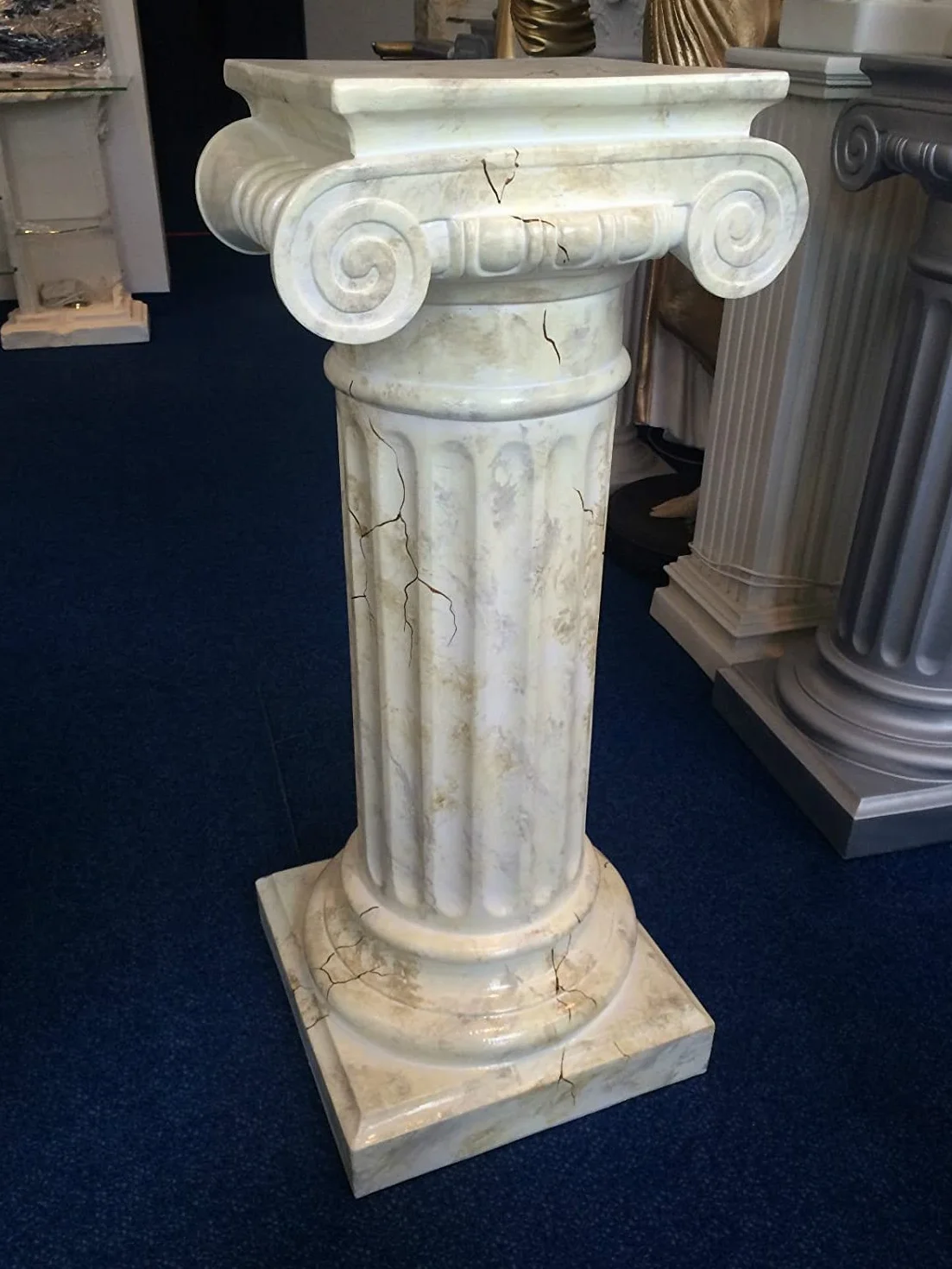 Columna de meandro estilo mesa auxiliar de 85 cm, estilo griego antiguo retro, rococó columna barroco, soporte para flores, pedestal, pintado a mano