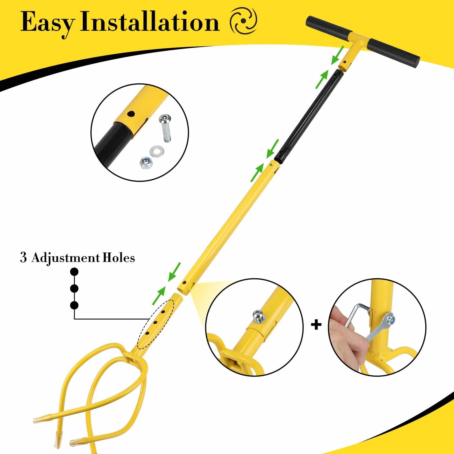 SWAWIS Manual Twist Tiller Garra de Jardín, Cultivador con Mango, Escarificador y Eliminador de Malezas en Uno, Ajustable en Altura, Desmontable para Aflojar el Suelo y Controlar Las Malezas