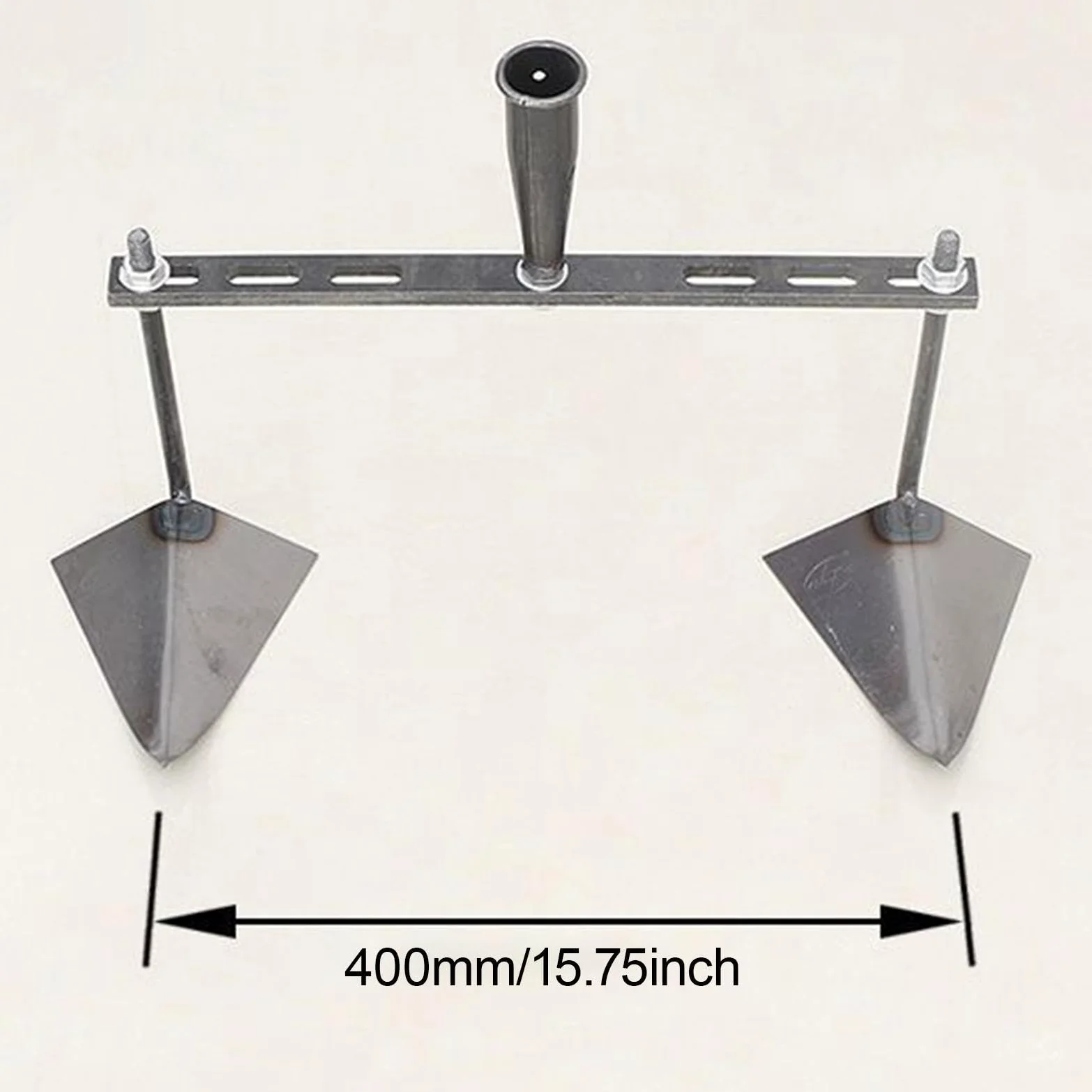 Triangular Ajustable con Cabezal Regulable Manualmente para Aporcar Huertos. Fabricada en Acero, Ideal para Agricultores, Cabezal Doble de 40