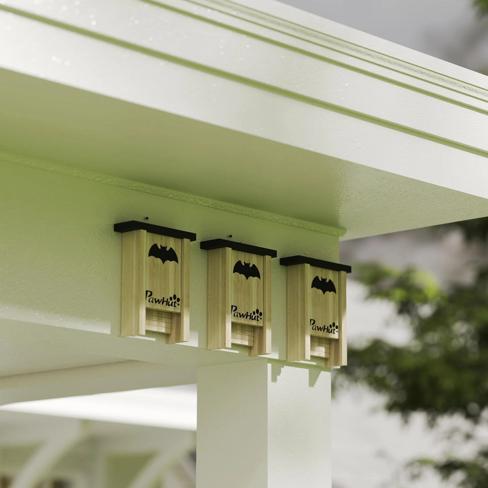 Juego de 3 cajas para murciélagos PawHut, casa para murciélagos, caja nido para murciélagos, caja para murciélagos para colgar en jardines, huertos, granjas, madera de abeto, 18 x 6 x 22,5 cm,