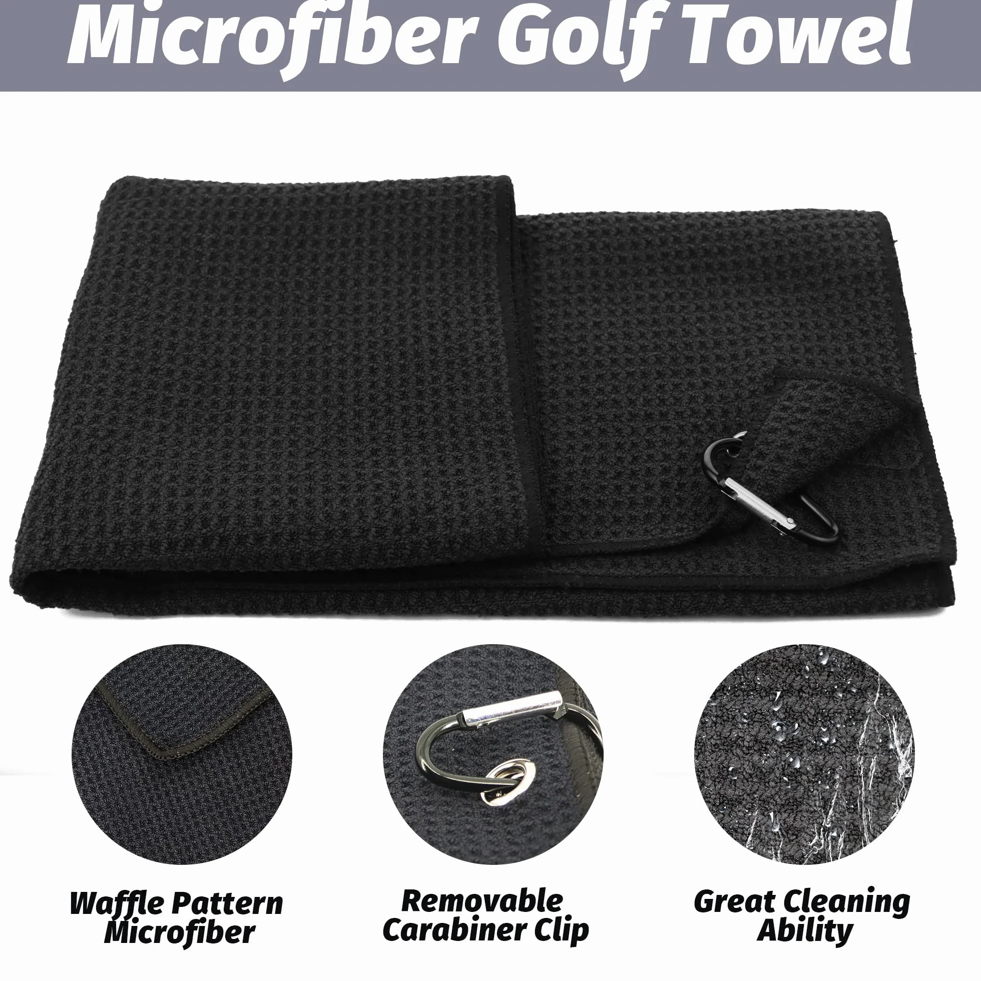 Kit de Accesorios de Golf 3 en 1: Toalla de Microfibra con Clip, Cepillo, Limpiador y Herramienta Divot