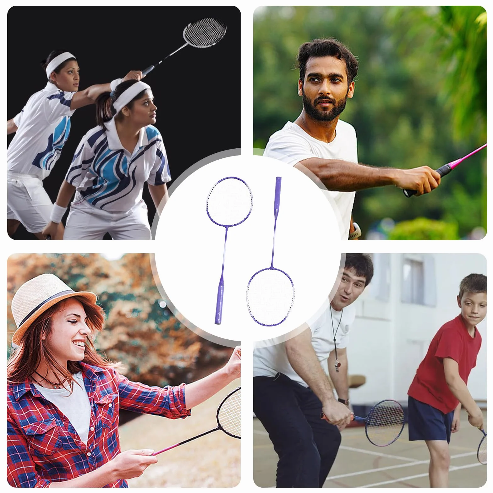 Juego de Raquetas de Bádminton Portátiles para Adultos para Interiores