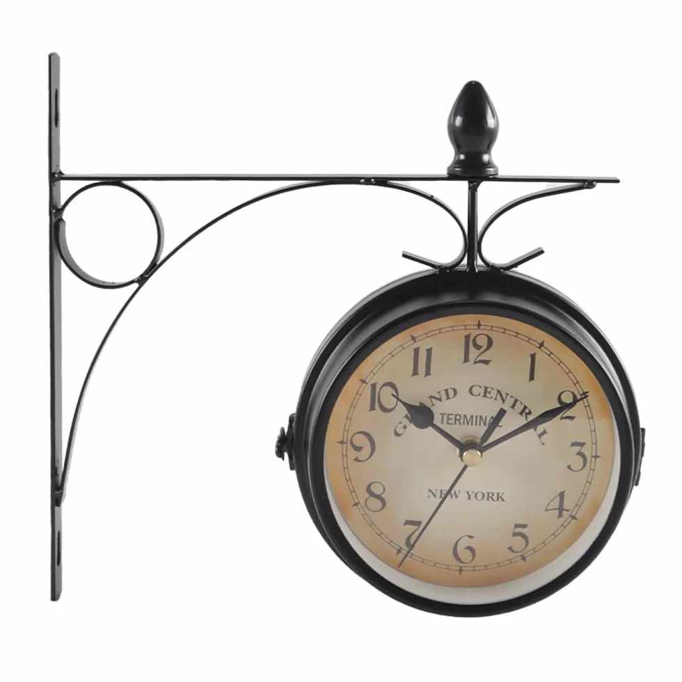 Reloj de pared retro doble cara 4,72 pulgadas silencioso péndulo interior exterior regalo