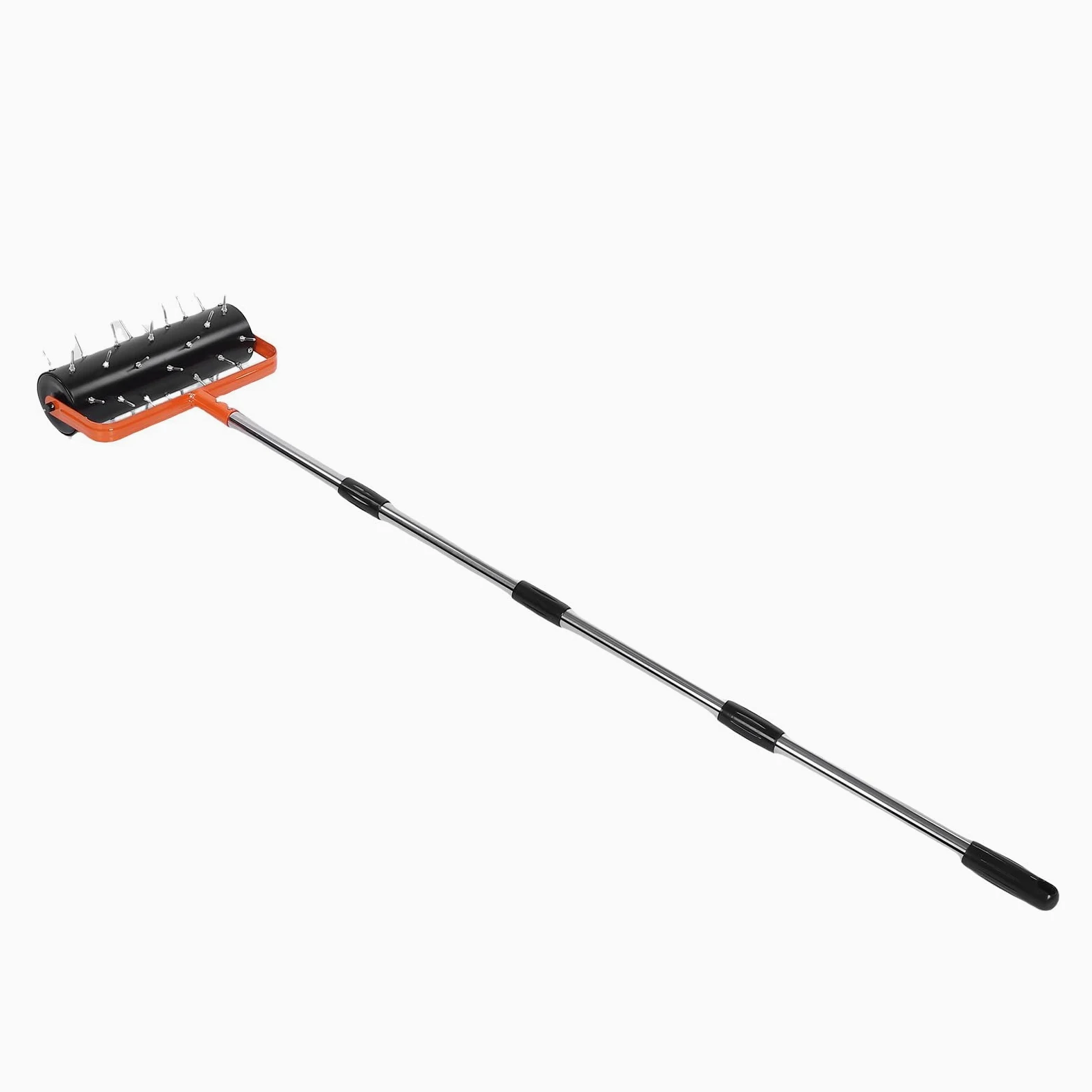 Topiky Aireador de Césped Rodante con 42 Púas Tratadas Térmicamente, Aireador de Púas de Empuje con Ajustable para Compactación del Suelo del Césped, Rodillo de de con Núcleo de Acero Duradero para