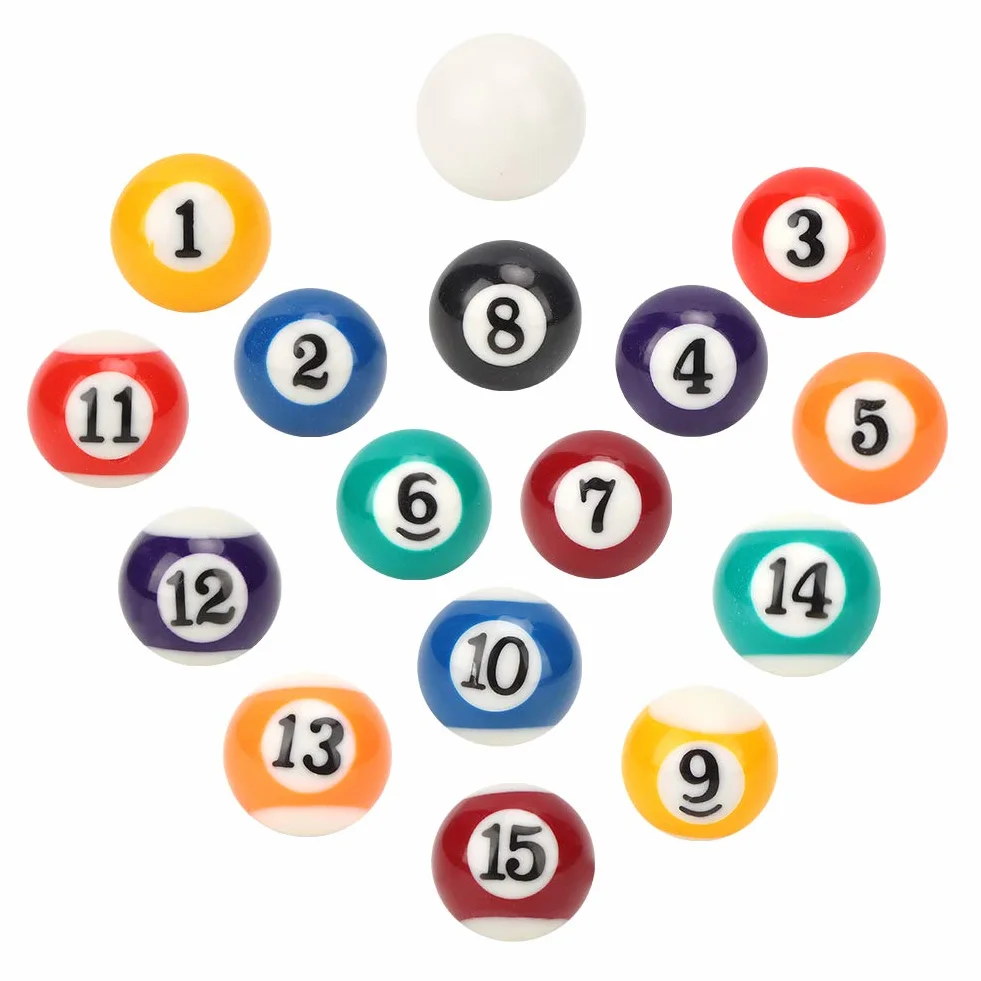 MAGT Mini Bola de Billar 16PCS 2,5 cm Resina Portátil Accesorio de Mesa de Billar