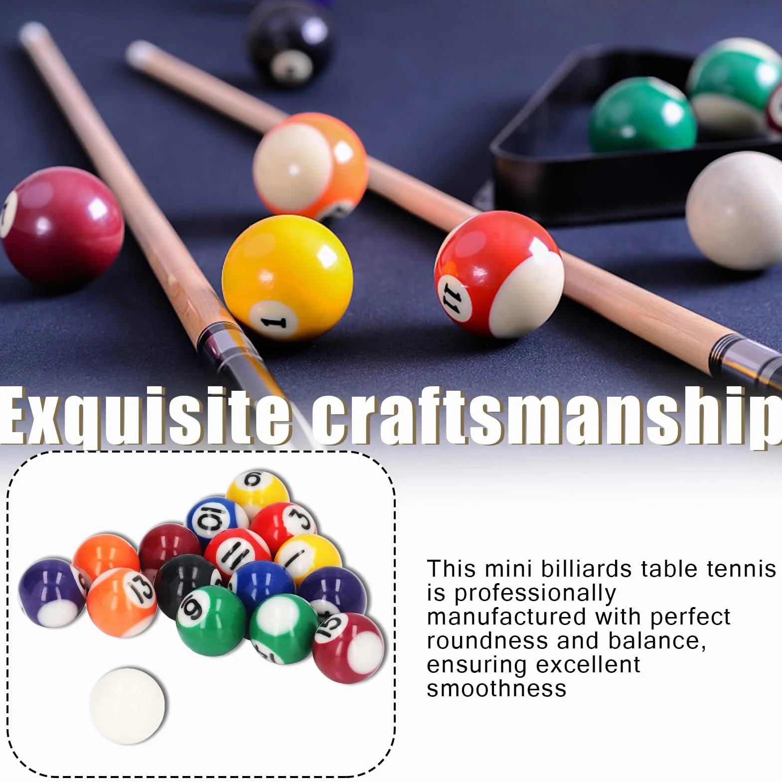 Juego Completo de Bolas de Billar de Resina de Estilo Americano, 16 Piezas de 25 mm