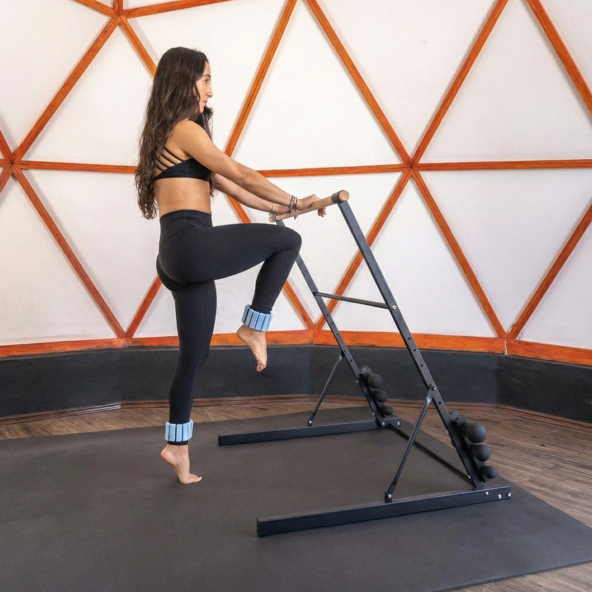 Barra de Ballet Plegable Altura Ajustable Estable Rack para Pesas Ejercicio en Casa