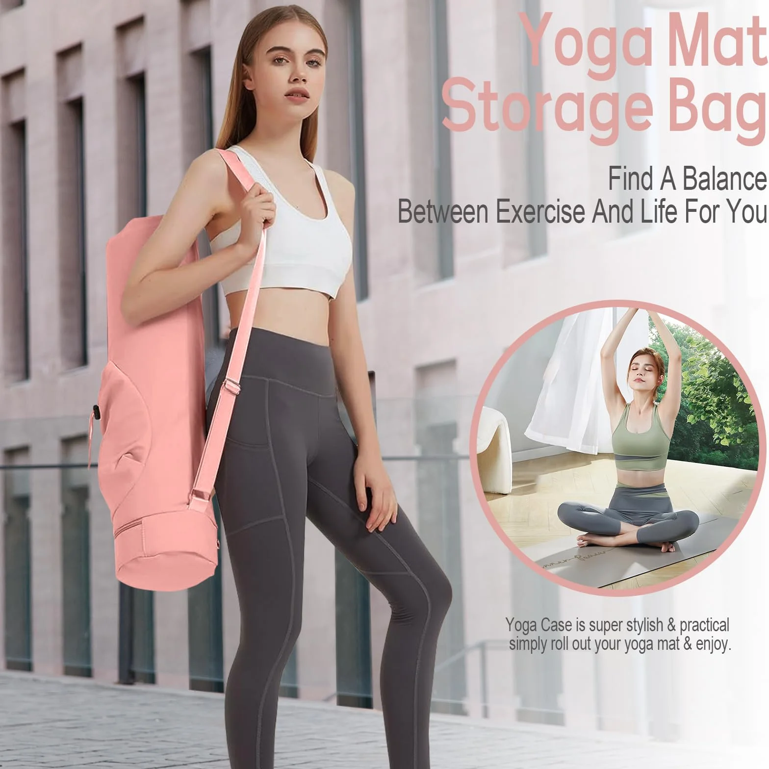 Bolsa para esterilla de yoga, soporte con almacenamiento multifunción para gimnasio, playa, viajes