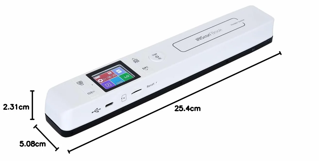 IRIScan Book 7 handScanner Escáner de documentos A4 Escaneo Word PDF XLS Tarjeta SD USB Win Mac