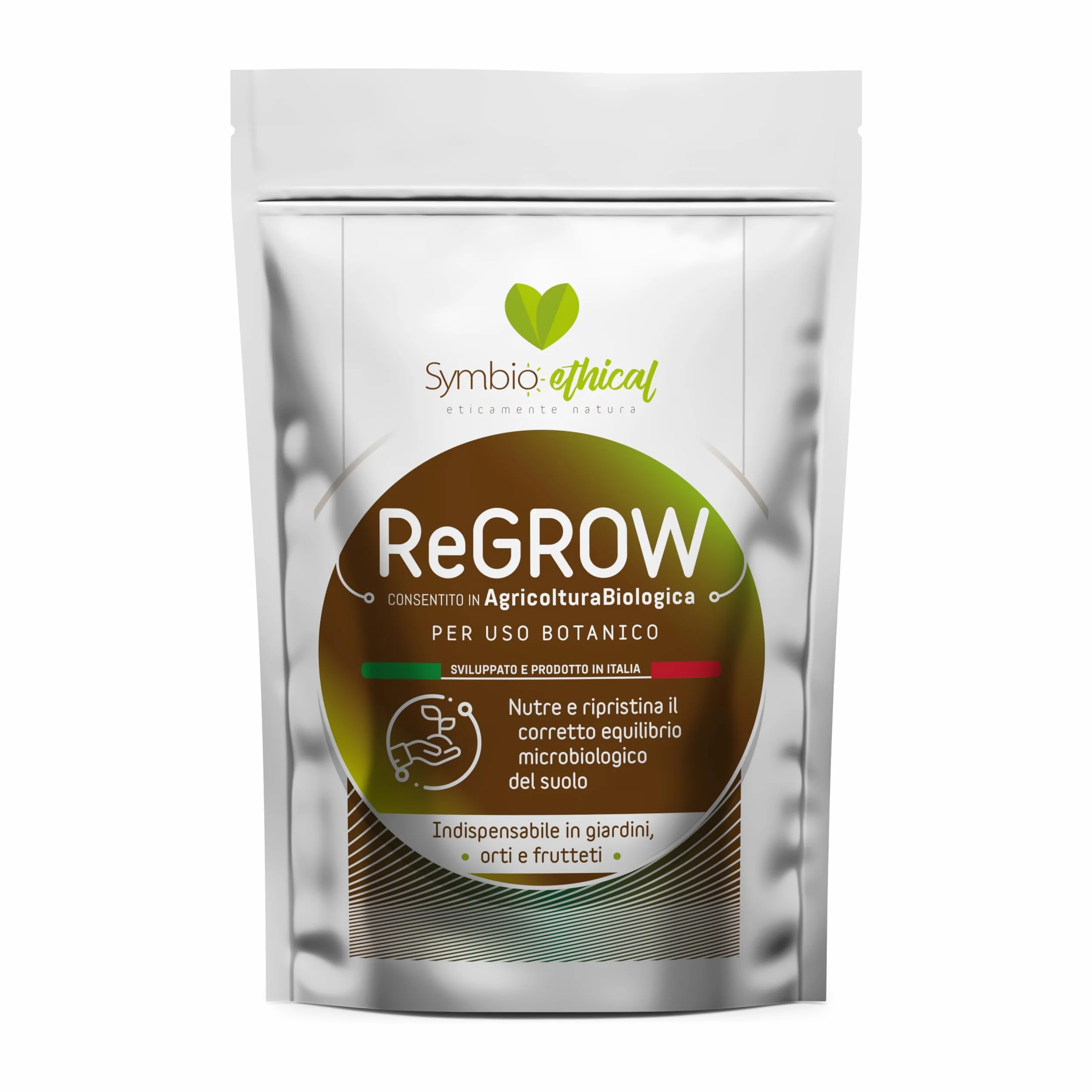SYMBIOETHICAL - REGROW Biostimulante Enraizante para Plantas y Huertos, con Micorrizas y Microrganismos PGPR, para Agricultura Ecológica, Made in Italy, 500 gr
