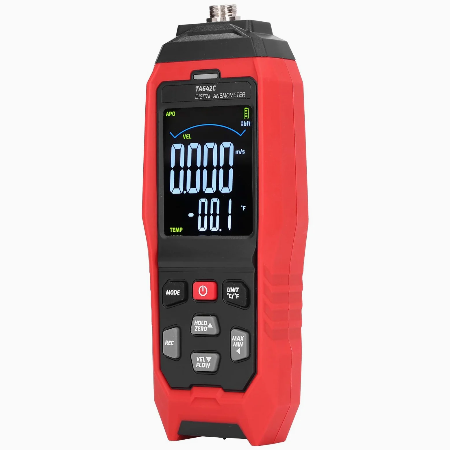 Anemómetro digital portátil y medidor de velocidad del viento - Probador portátil de velocidad del flujo de aire con 8 cuchillas y rodamientos de baja fricción - Mide el volumen