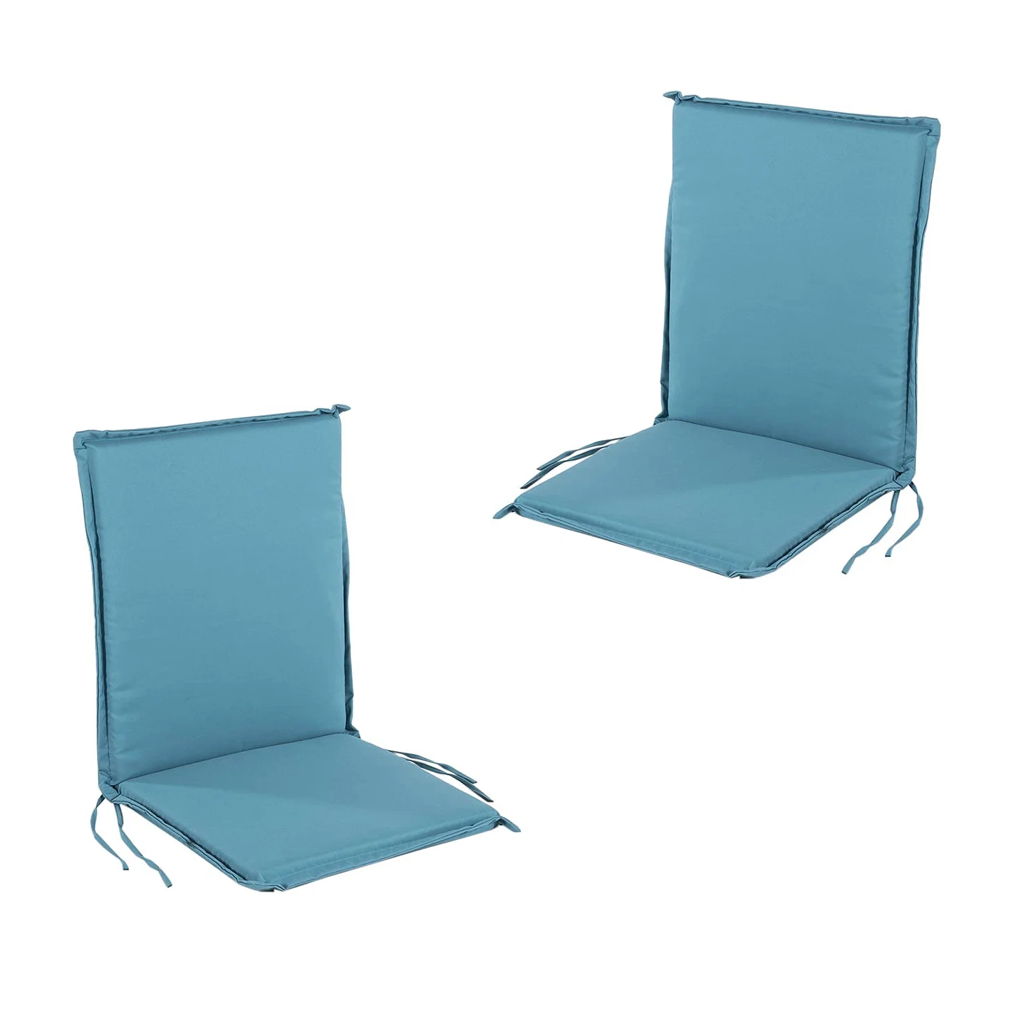 Pack 2 Cojines para sillón de jardín reclinable estándar Color Turquesa, Medidas 92x42x4 cm, Repelente al Agua, Desenfundable, Funda de cojín con Relleno para sillas de terraza, Cojines Silla Comedor
