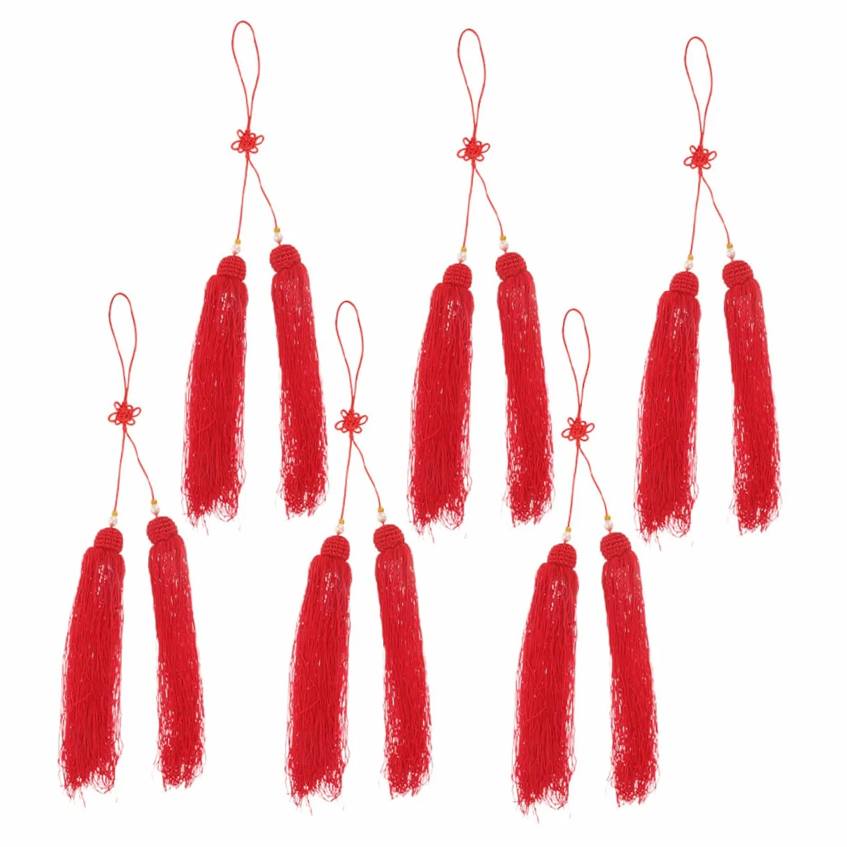 Borlas Colgantes de Tela Roja 6 Piezas para Espada Tai Chi Artes Marciales Resistente Multifuncional