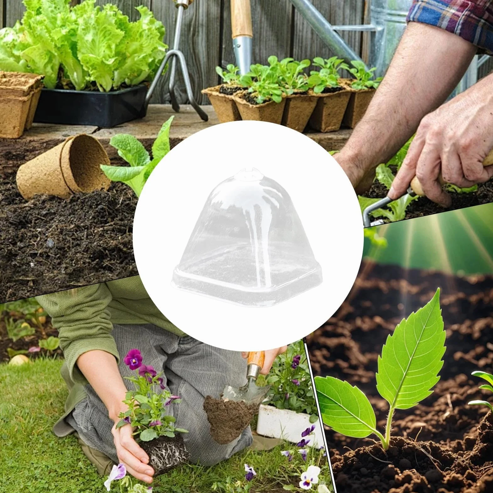 Cúpulas De Humedad para Plantas - Cubierta Protectora Transparente para Plantas - Tapa de Aislamiento Térmico 10X para Macetas de Vivero con Control de Humedad e Impermeable