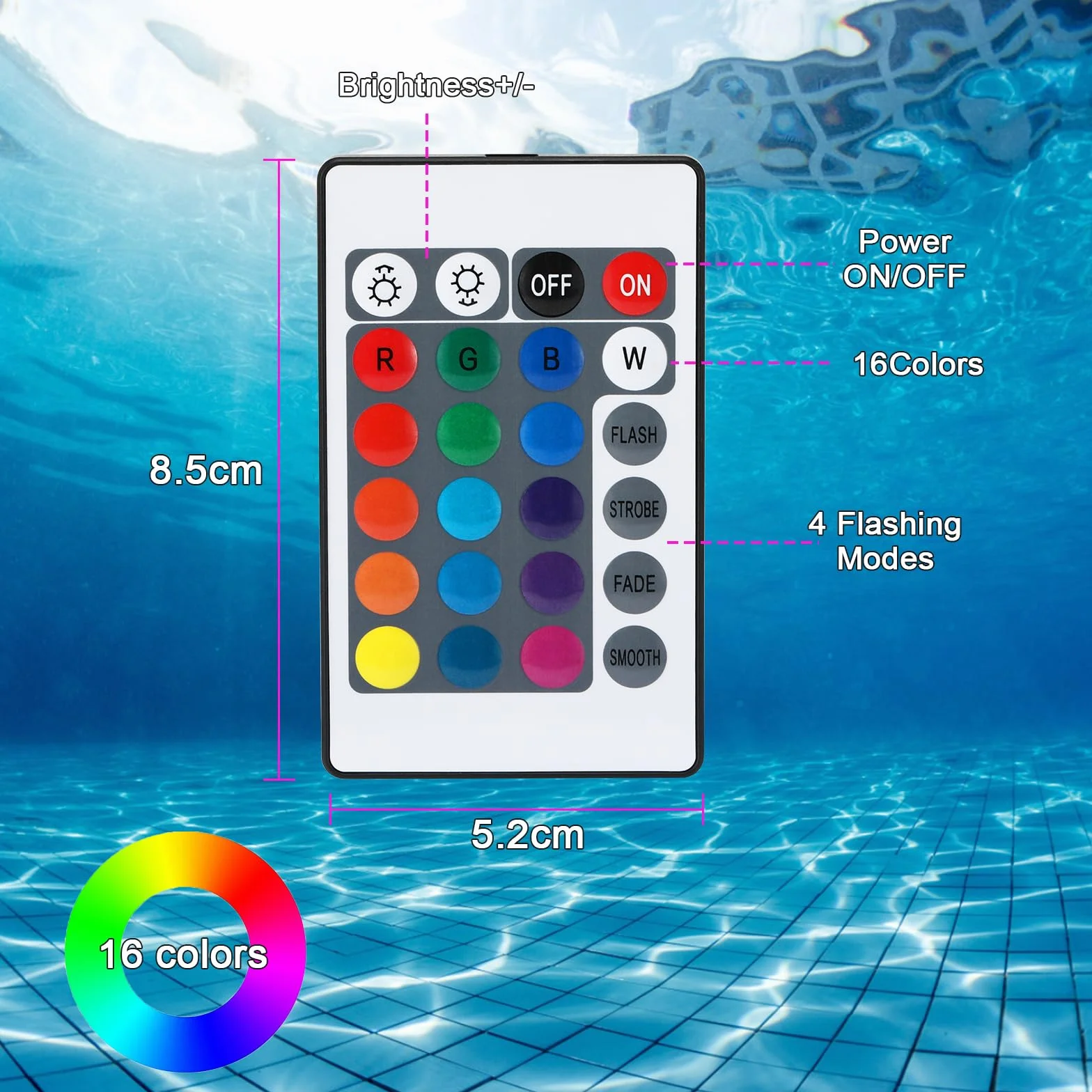Luces Piscina, Luces Led Sumergibles, Con Control Remoto, luz Piscina Sumergible IP68 Impermeables, Para Piscinas, Jarrones, Acuarios, Estanques, BañEras Y Para Navidad y Fiestas Decoración, 4 Piezas
