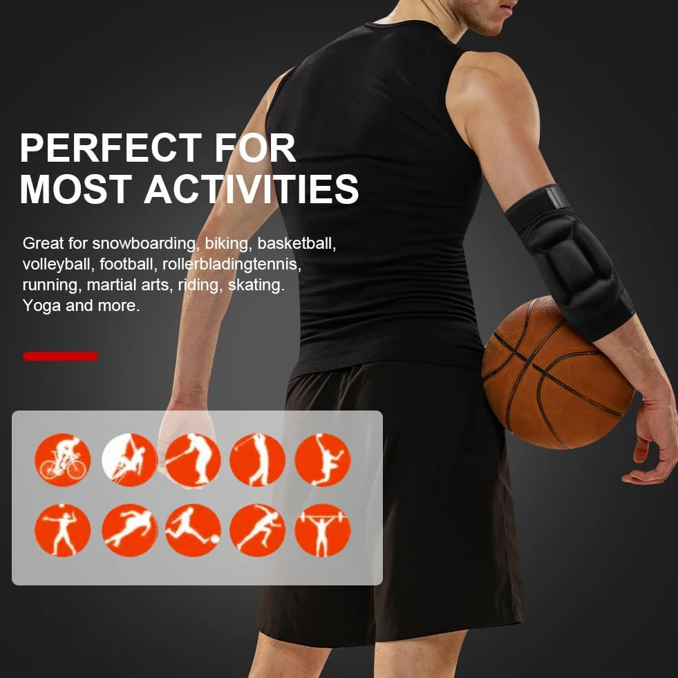 Flintronic 1 Par Coderas Deportivas Esponja Respirable Elástico para MMA, Ciclismo, Baloncesto