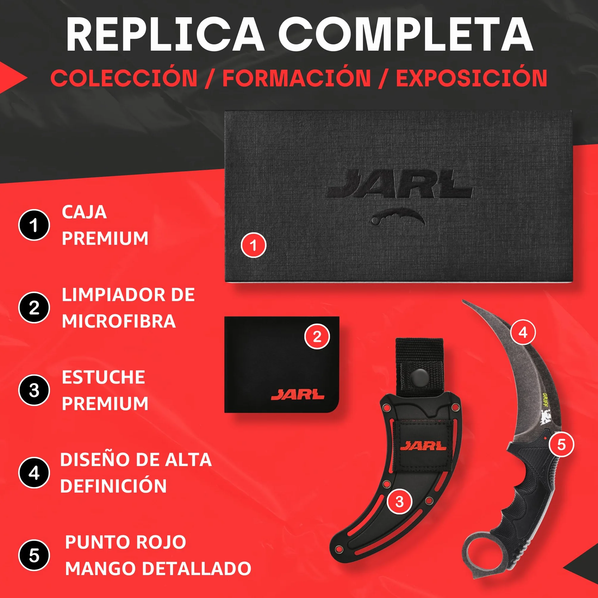 JARL Réplica de Cuchillo Decorativo CS:GO - Objeto de Colección y Entrenamiento para Fans CS:GO y CS2