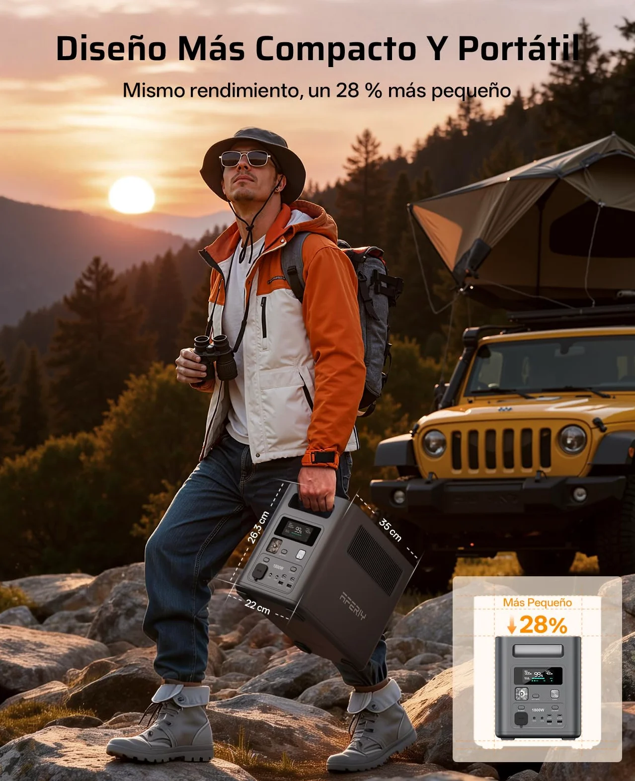 AFERIY 1800 W 1024 Wh estación eléctrica portátil, P180 Generador eléctrico solar, carga rápida 0-90% en 60 min, 220 V-240 V, batería móvil LiFePO4 con UPS, BMS, para camping, carretera, vacaciones