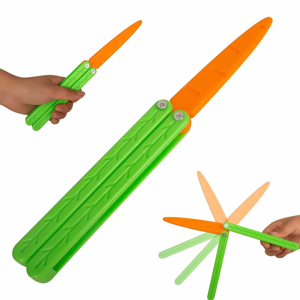 Cuchillo mariposa de entrenamiento sin filo, navaja mariposa de plástico impreso en 3D para principiantes