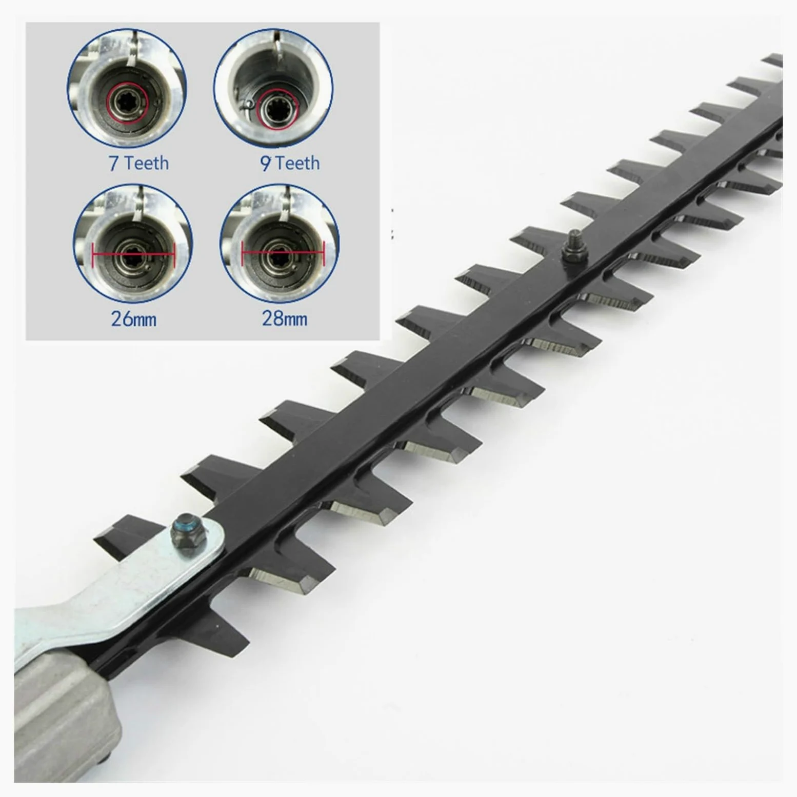 Recortador de setos con Poste de 7/9 Dientes, Cortador de arbustos, recortadores de césped for jardín, Multiherramienta, Poste, Motosierra, Herramientas eléctricas de jardín(26mm 9 Teeth)