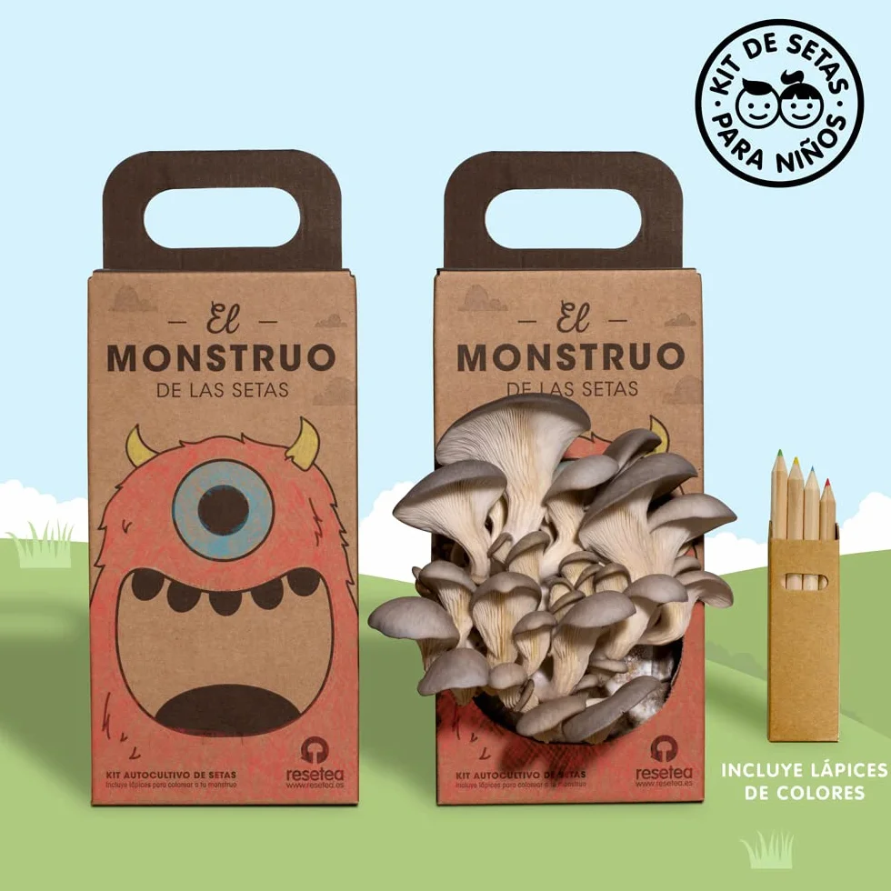 Kit Infantil para Cultivar Setas Gourmet | El Monstruo de las Setas | Actividad STEM Montessori | Regalo Educativo, Emocionante y Divertido | Resetea