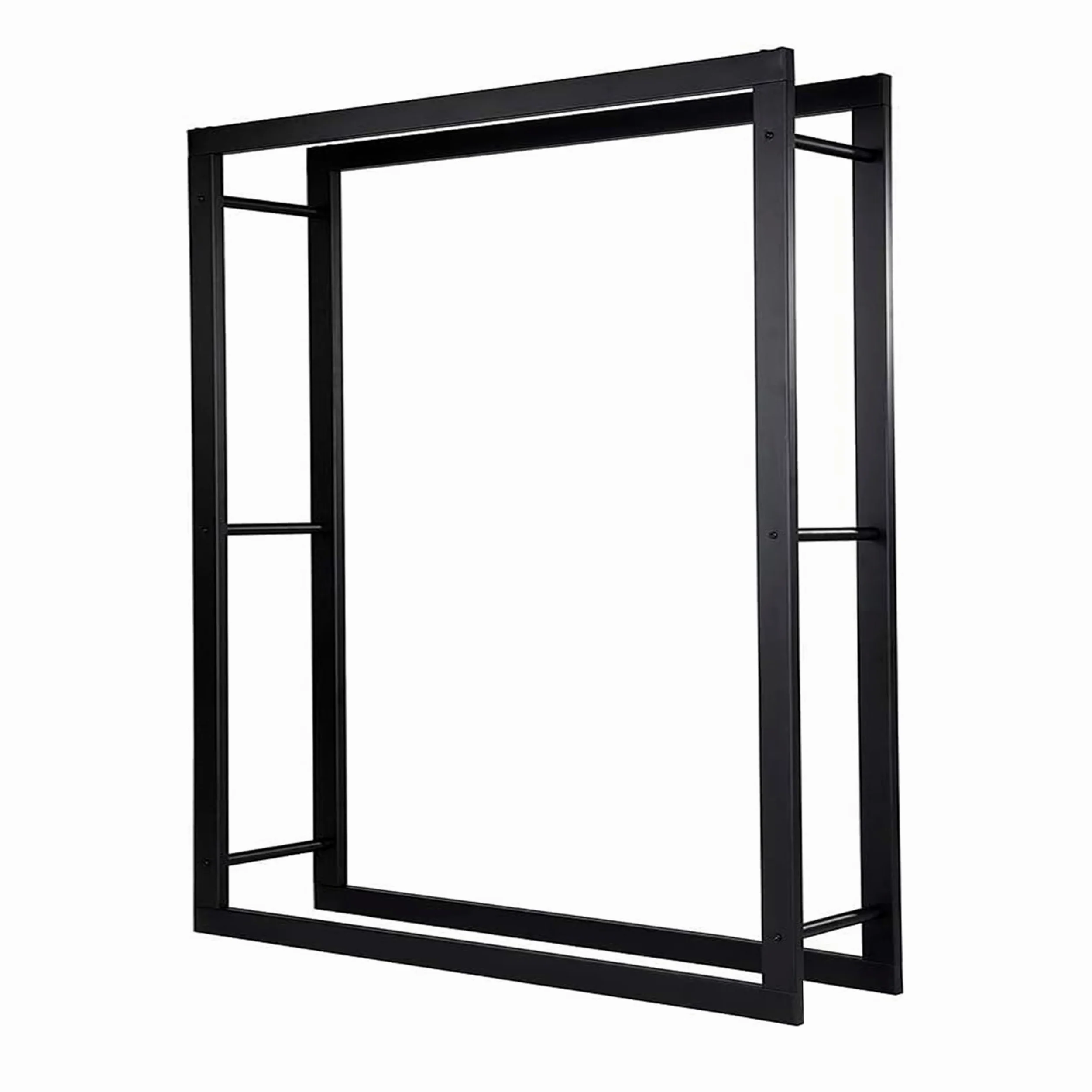 Loywe Estantería de metal para guardar leña de chimenea, para interior y exterior, color negro