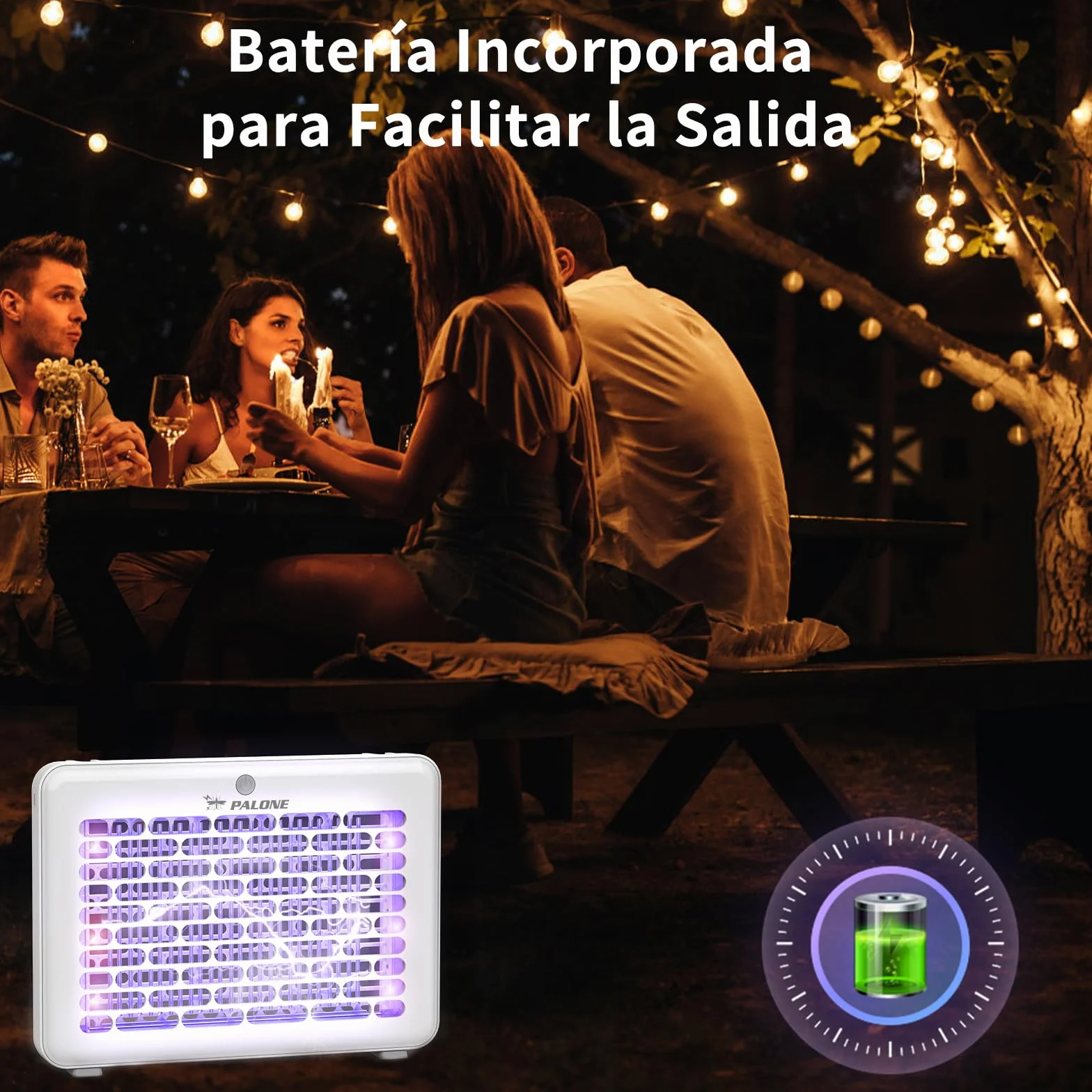 PALONE Lampara Antimosquitos 4000V, Mata Moscas Eléctrica USB 1200mAh, Trampa para Mosquitos con 3 Bombillas LED UV para Interior y Exterior, Suspendible con Cordón (30 * 22 * 4 cm)
