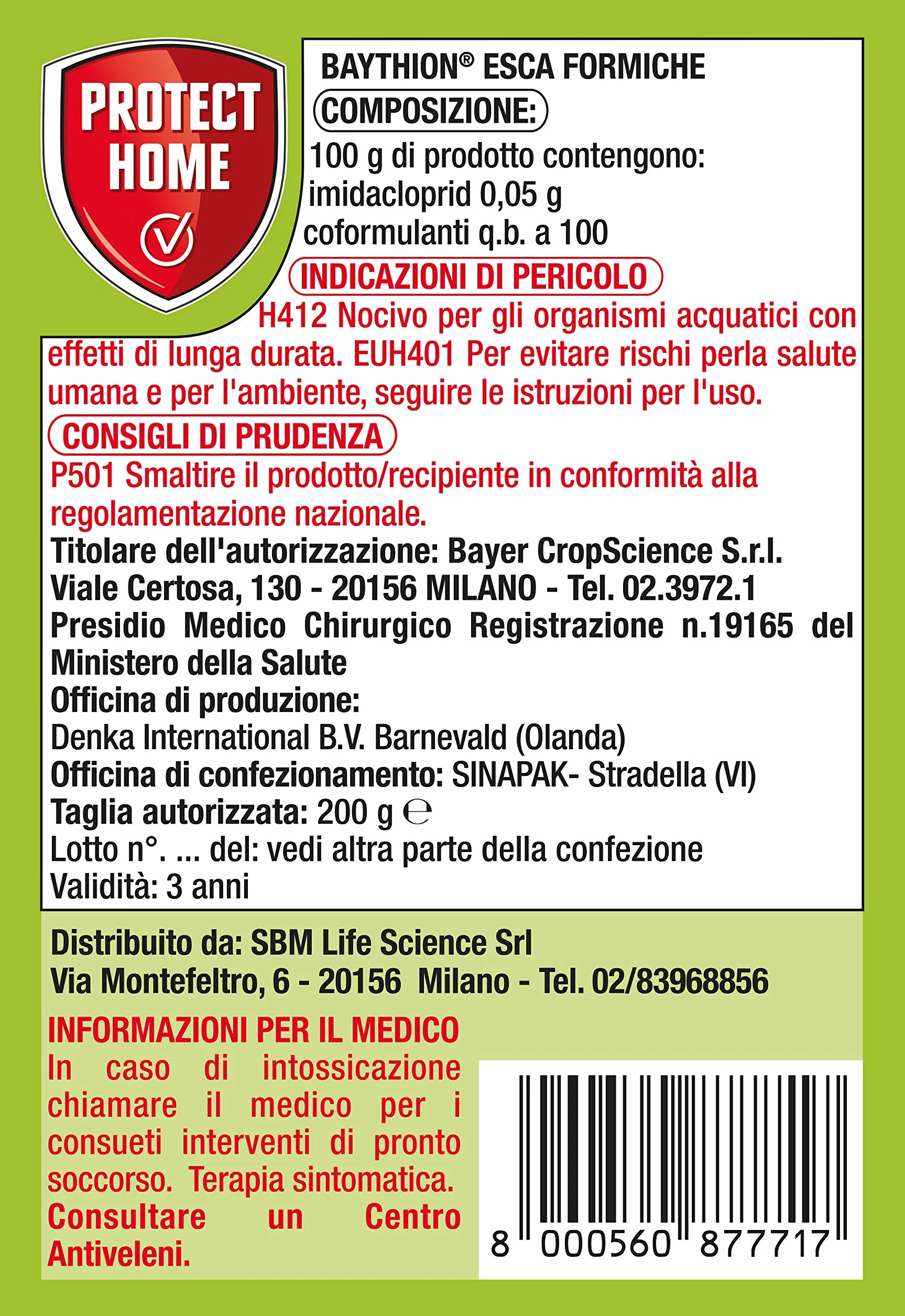 Baythion - Cebo para hormigas, envase de 200g