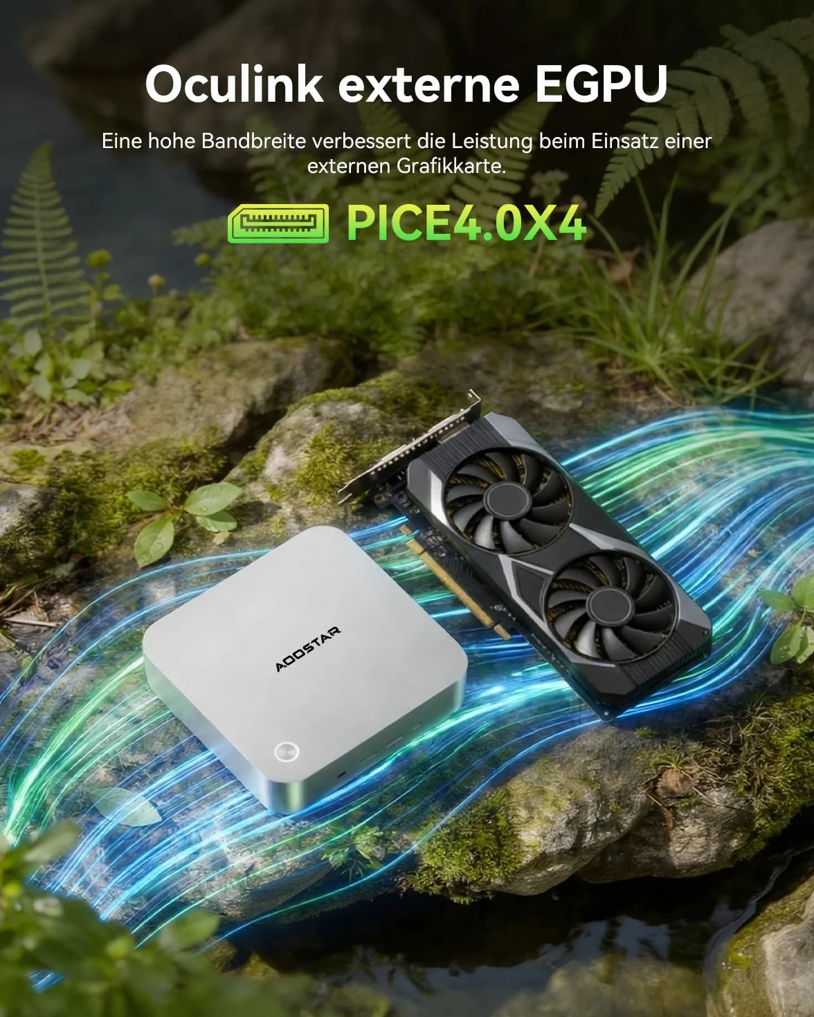 AOOSTAR MACO Mini PC R7 6850H 24GB RAM 1TB SSD PCIe 4.0 Windows 11 Pro Radeon 680M OCuLink 2xUSB4 2x2.5G LAN 4K
